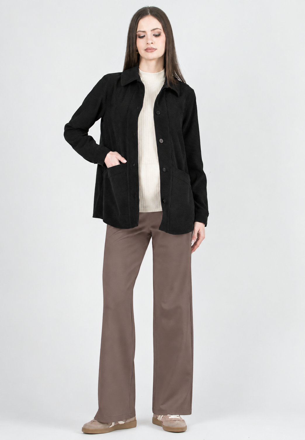 KIMBERLY - Pantalone Premaman in Punto Milano Diagonale (Corda)