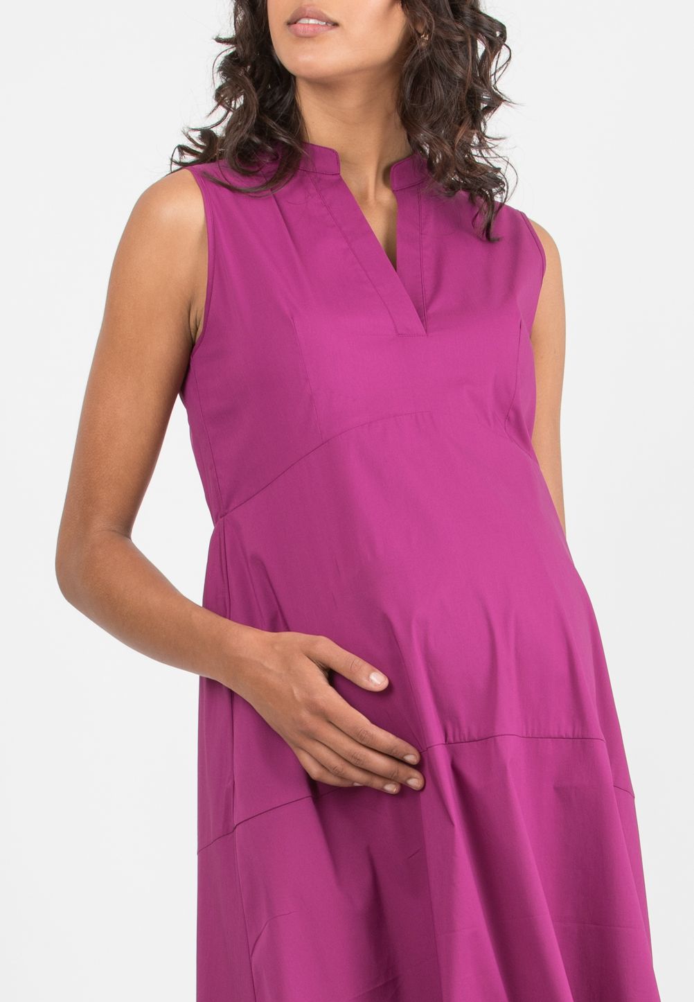 FLORENCE MIDI - Abito Premaman Midi in Cotone Stretch con Gonna Svasata (Prugna, XS)