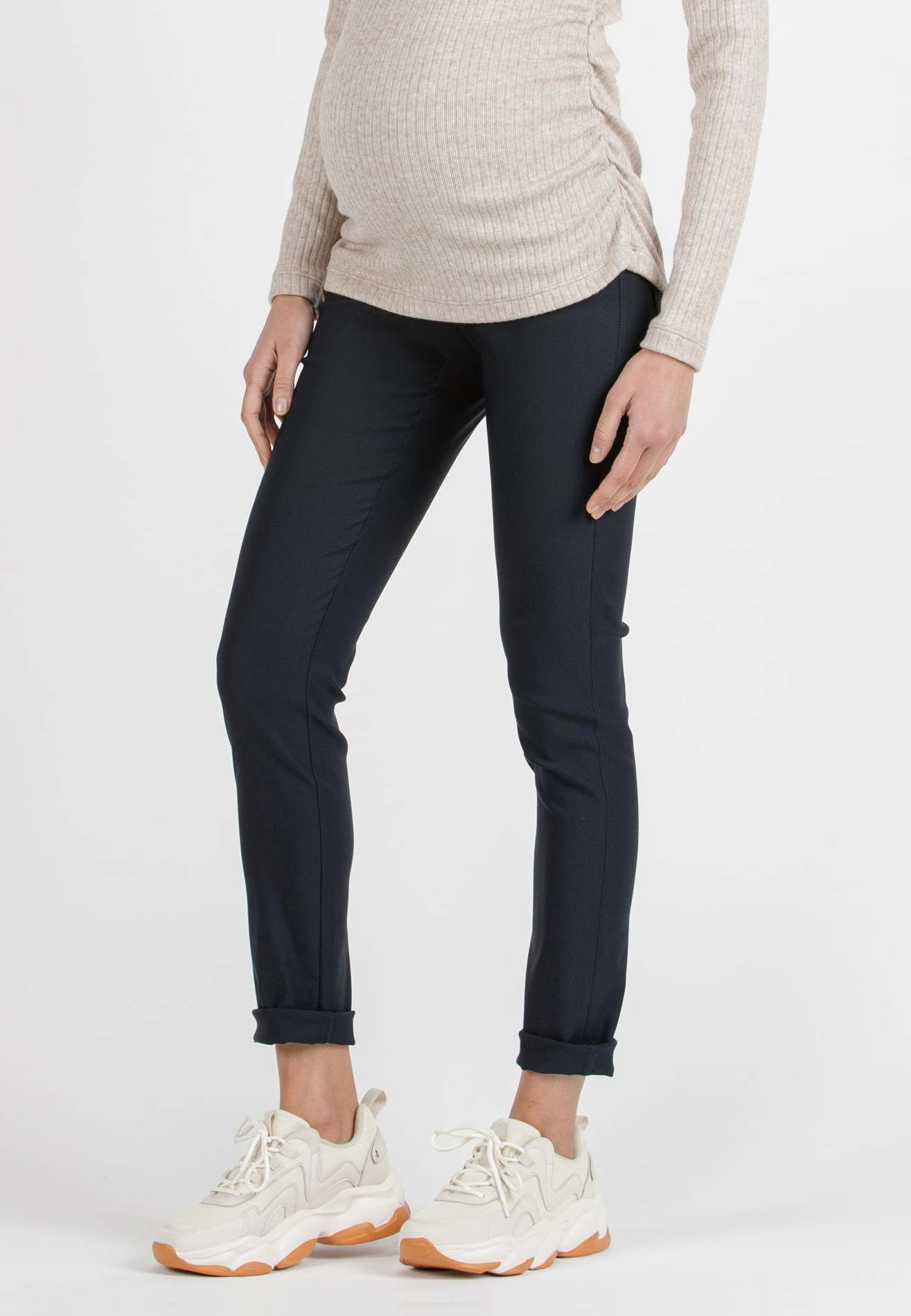 EBONY - Pantalone Premaman Skinny in Bengalina Super-Stretch (Blu, XXS)