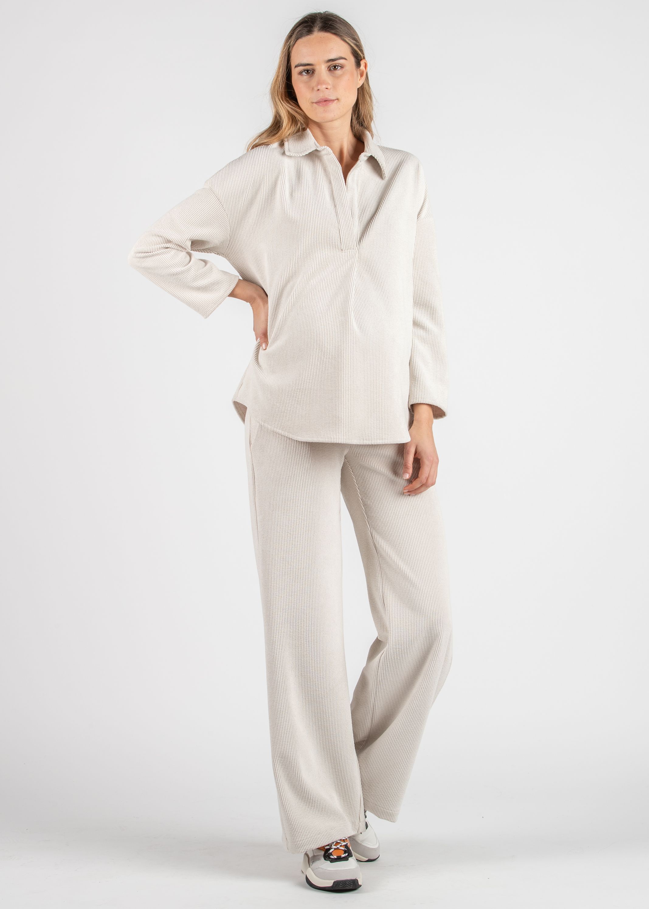 WINONA - Palazzo Maternity Trousers in Soft Corduroy (Naturale)