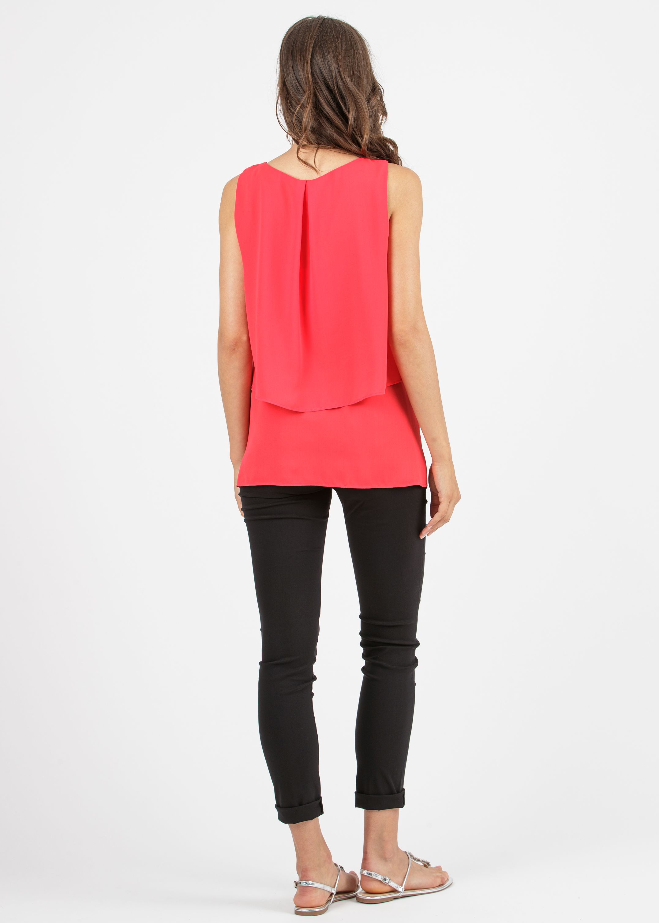 Maternity & Nursing Top in Chiffon with A-line Bodice (Corallo)