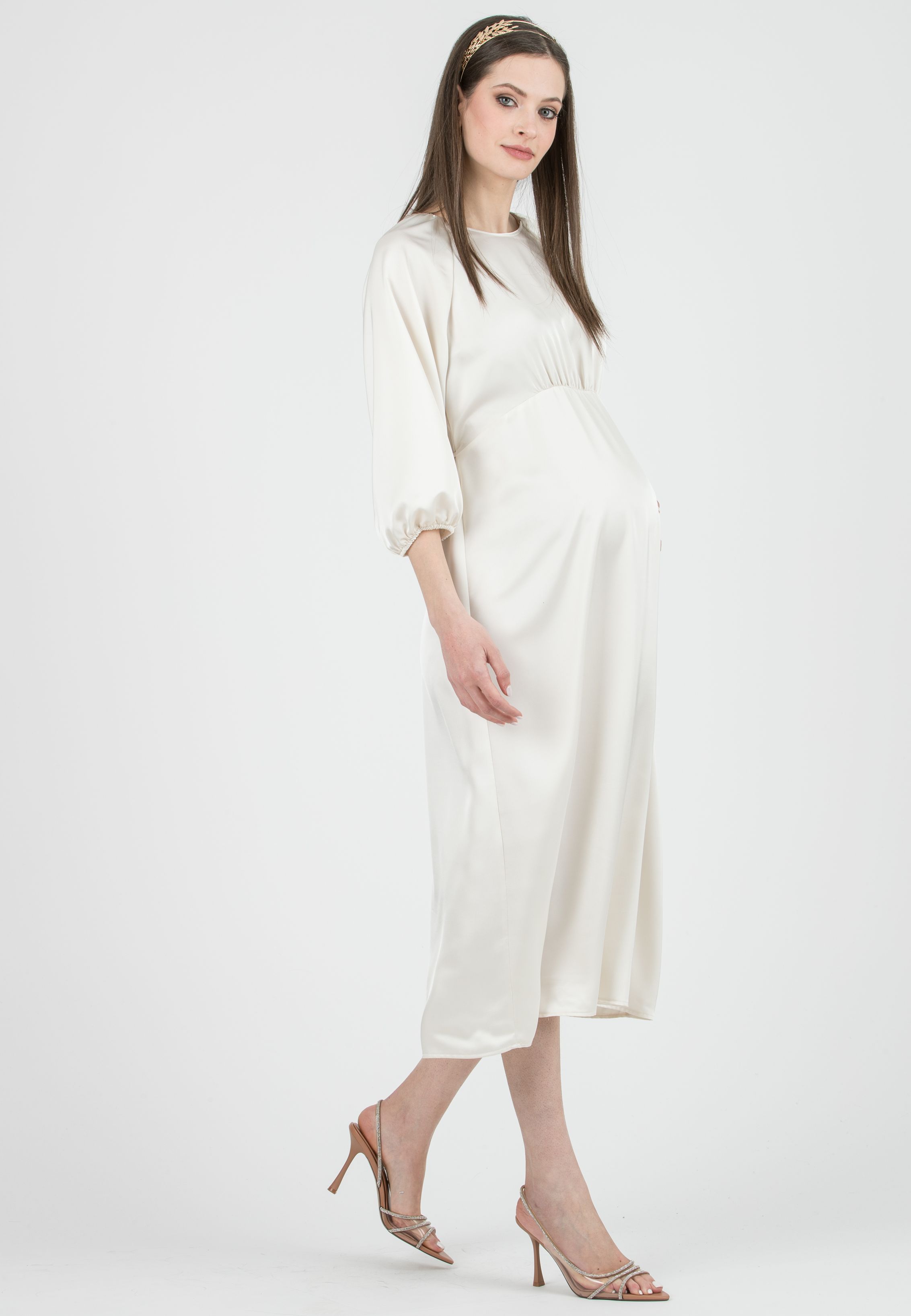 LESLIE - Abito Premaman Midi con Maniche Raglan (Naturale)