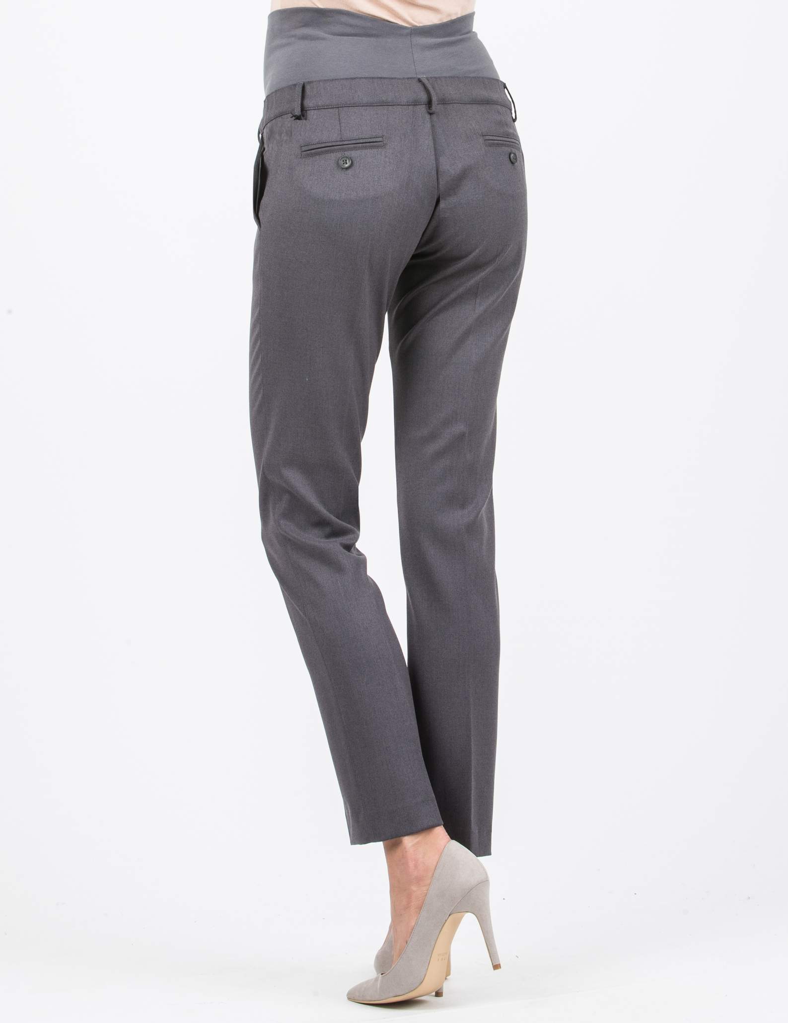 NAOMI - Pantalone Premaman da Ufficio in Morbida Flanella (Antracite)