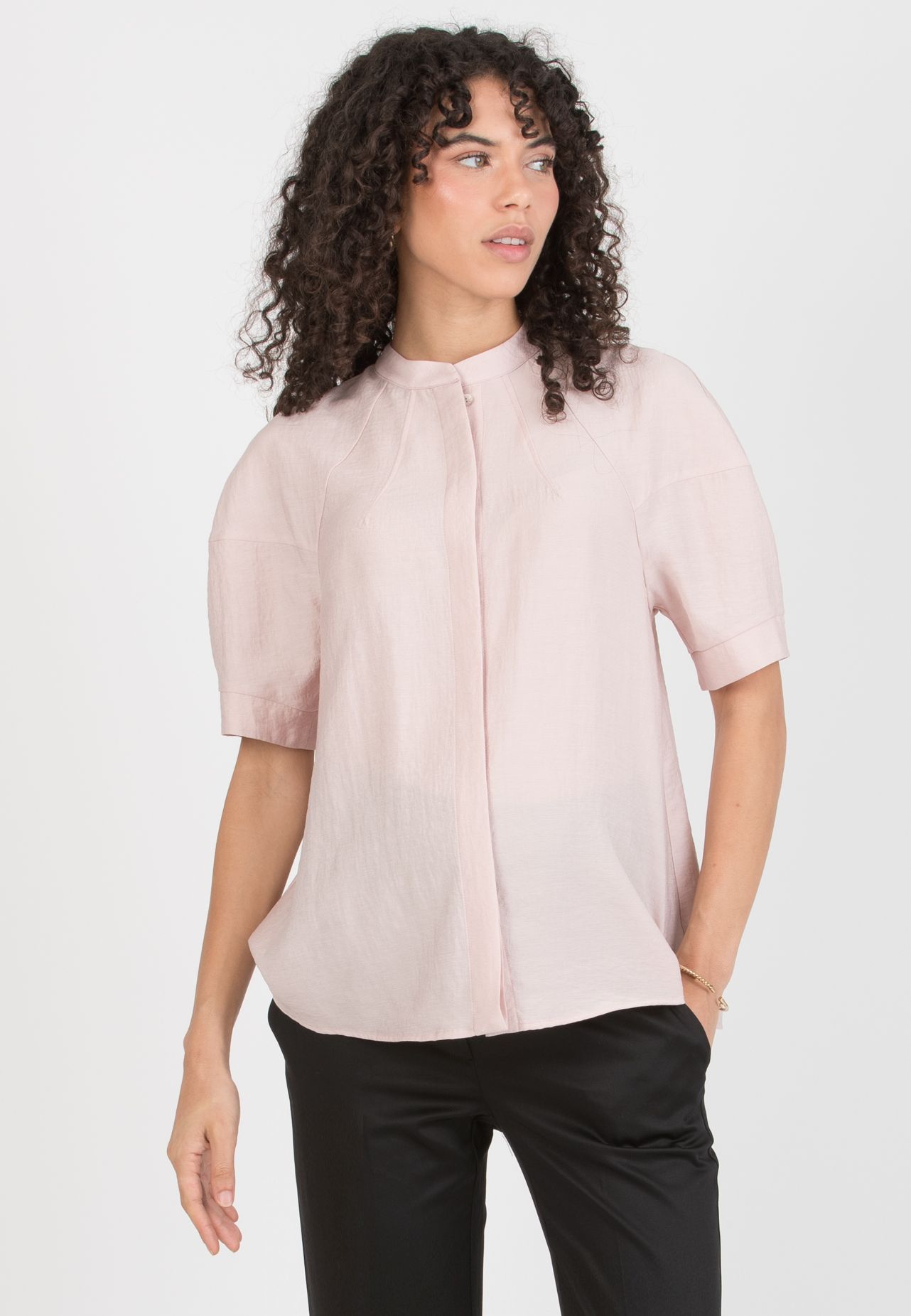 NICKI – Maternity & Nursing Blouse with Balloon Sleeves (Rosa)