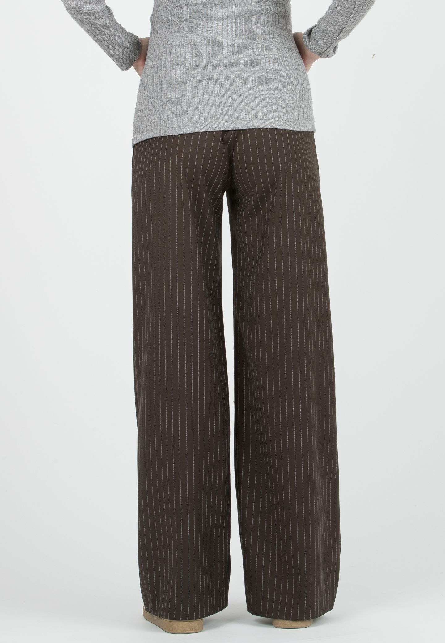 WINONA G - Pantalone Premaman Palazzo Gessato (Marrone, XS)