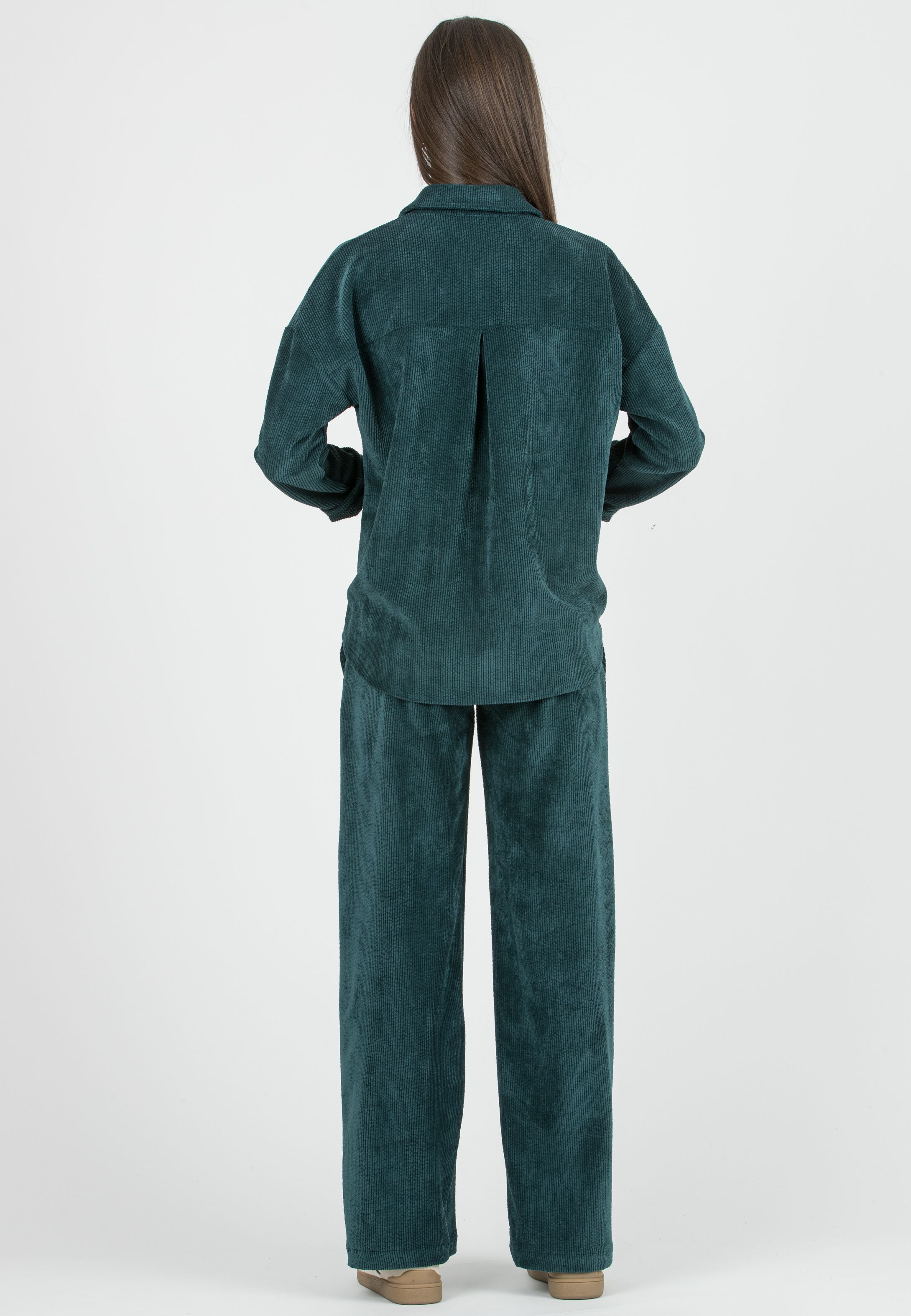 WINONA - Pantalone Premaman Palazzo in Velluto a Coste (Verde Scuro)