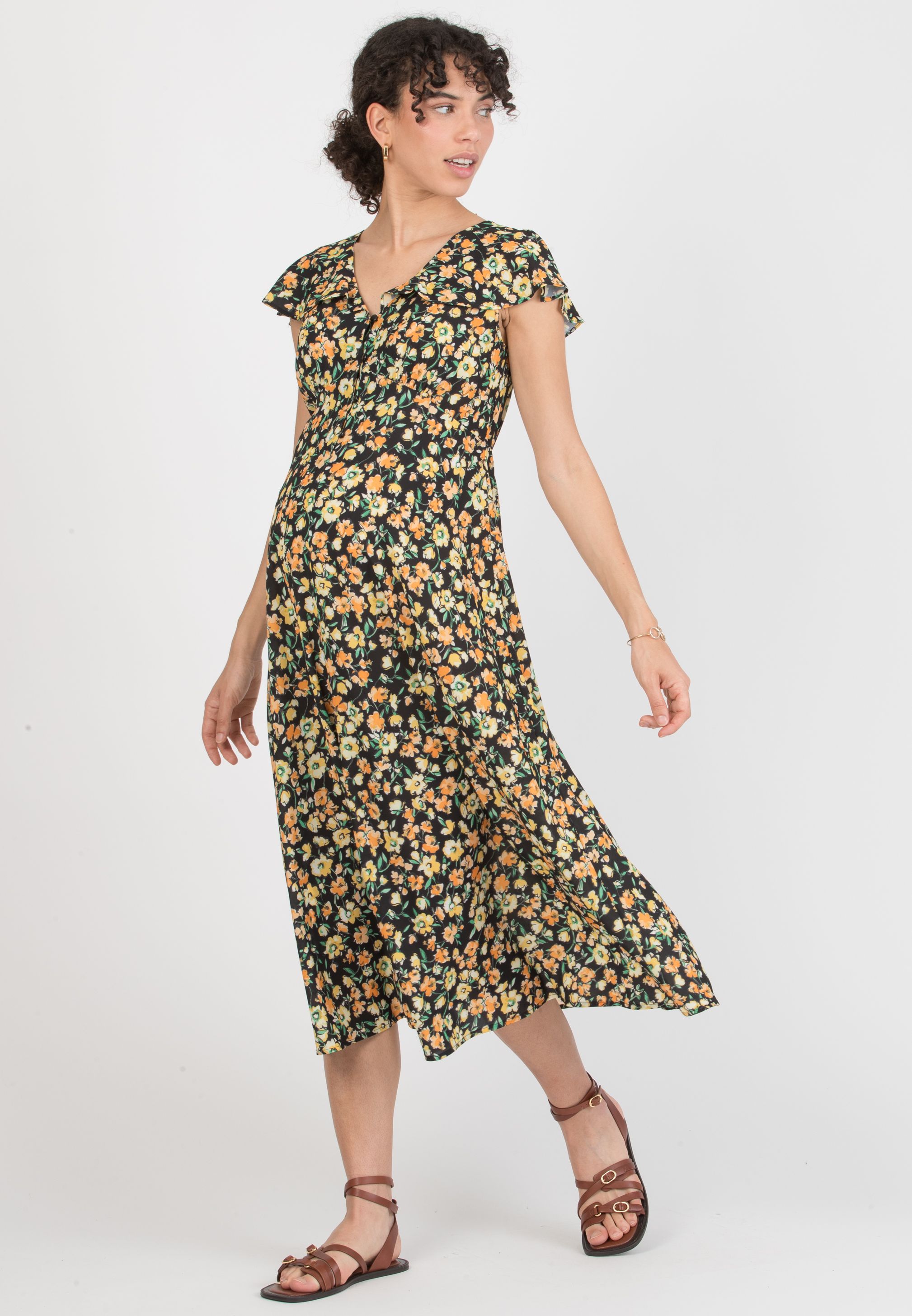 SUMMER - Maternity & Nursing Dress with Buttons and Back Neckline (Black, XS)