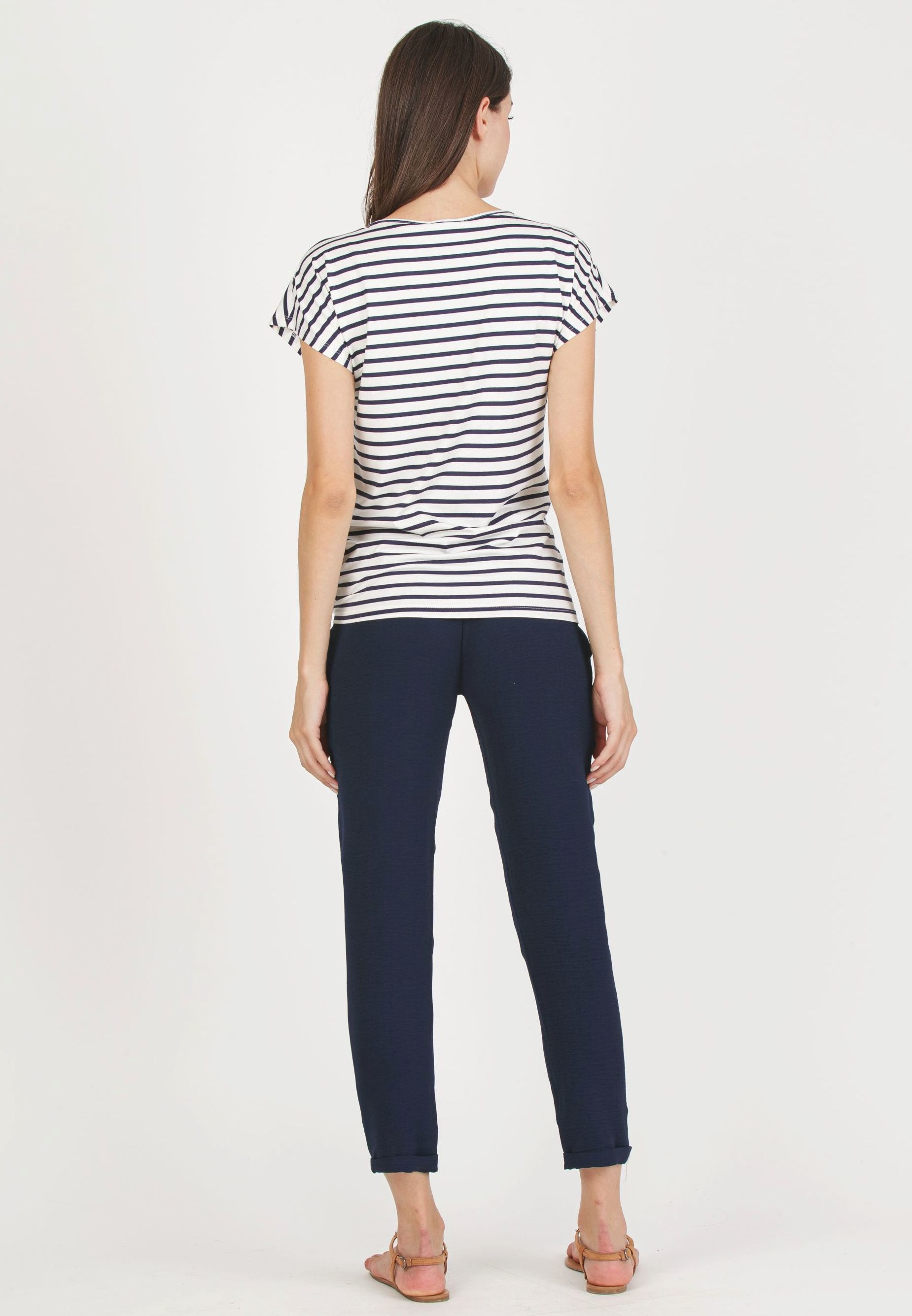 SILVIA F - Pantalone Premaman Jogger in Tela (Blu, XS)