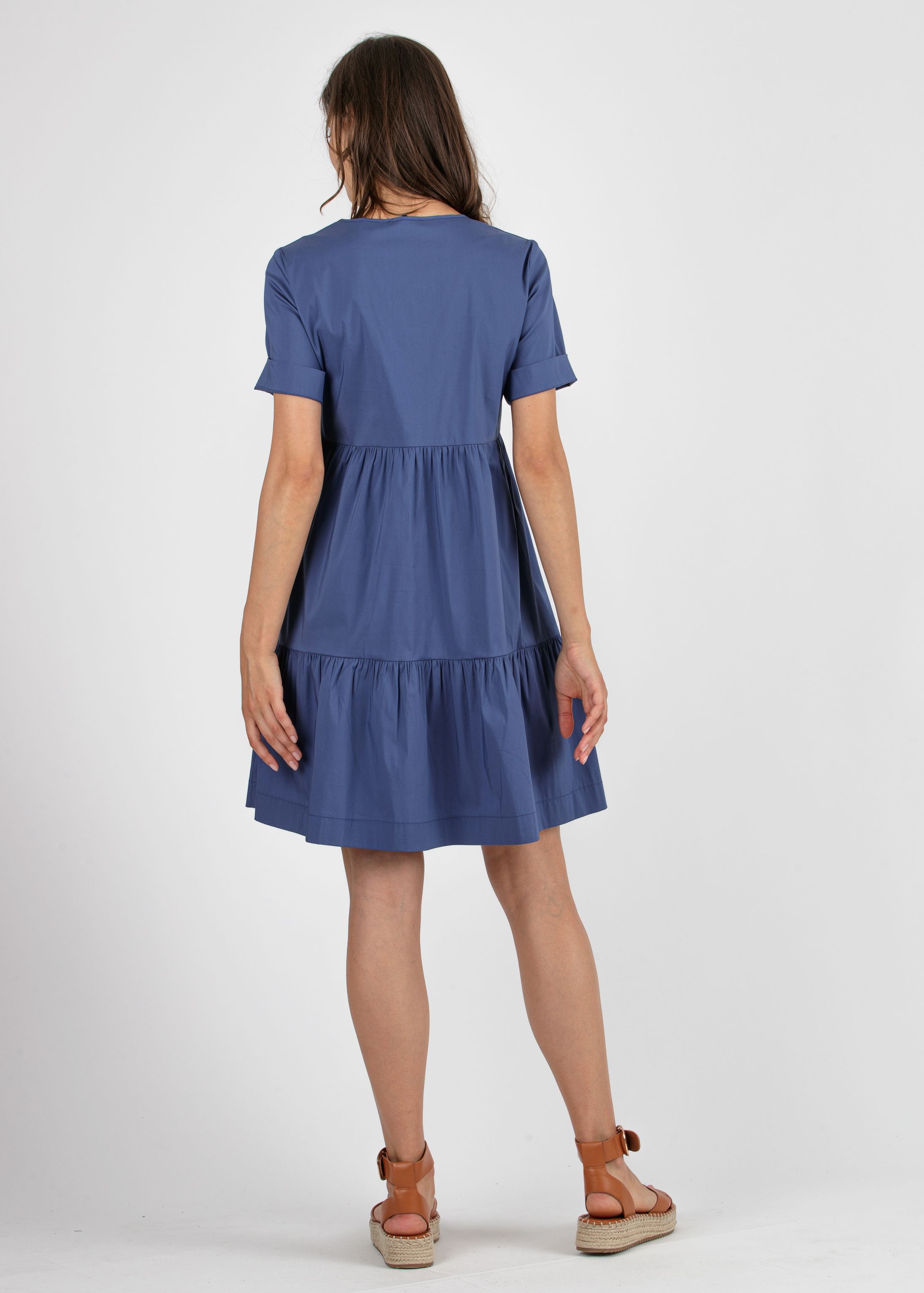 Abito Premaman Svasato con Balza e Bottone (Denim, XS)