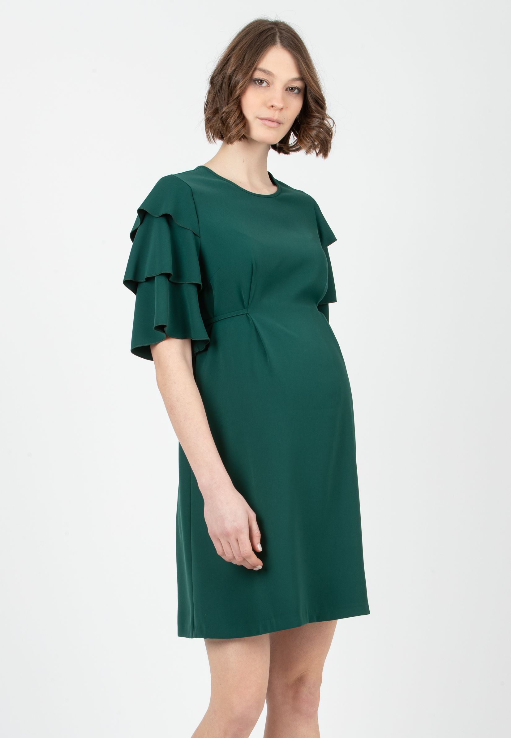 CARLOTTA - Abito Premaman con Manica a Volant (Verde, XS)