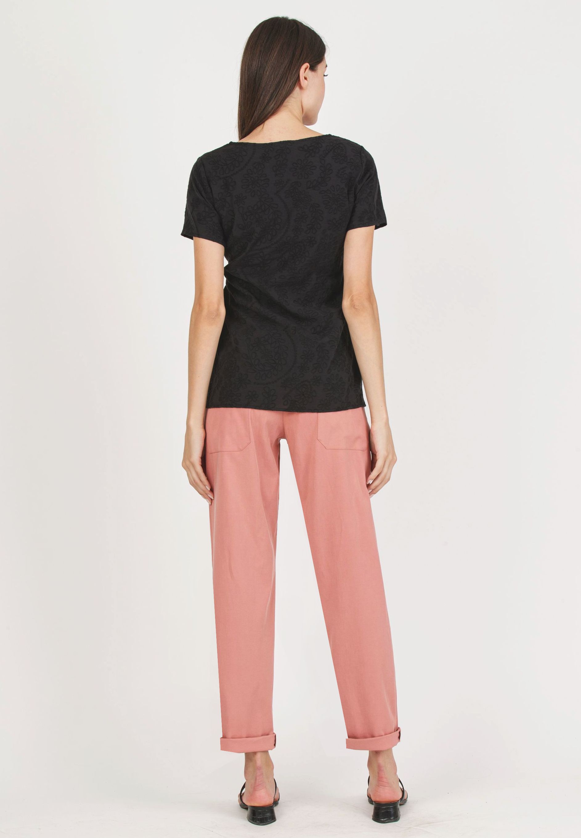 STEPH - Pantalone Premaman in Morbida Gabardina di Tencel (Cipria, XS)