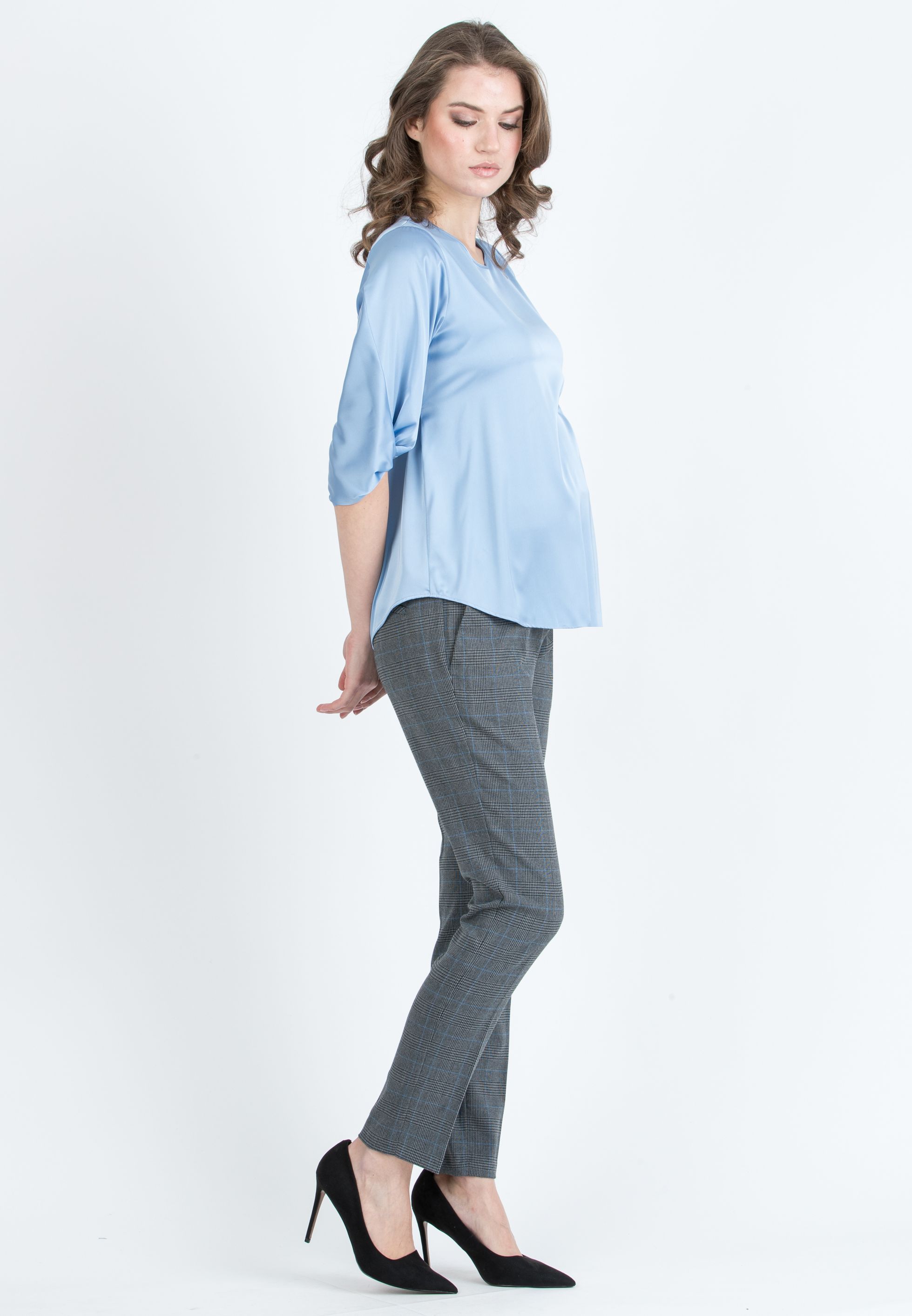Pantalone Premaman a Quadri (Antracite, XXS)