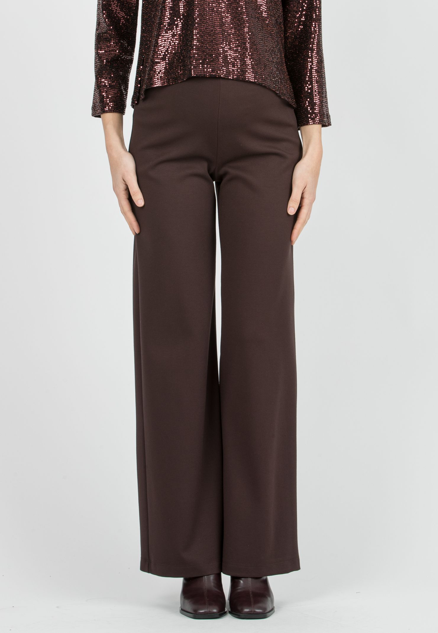 KIMBERLY - Pantalone Premaman in Punto Milano Diagonale (Marrone)