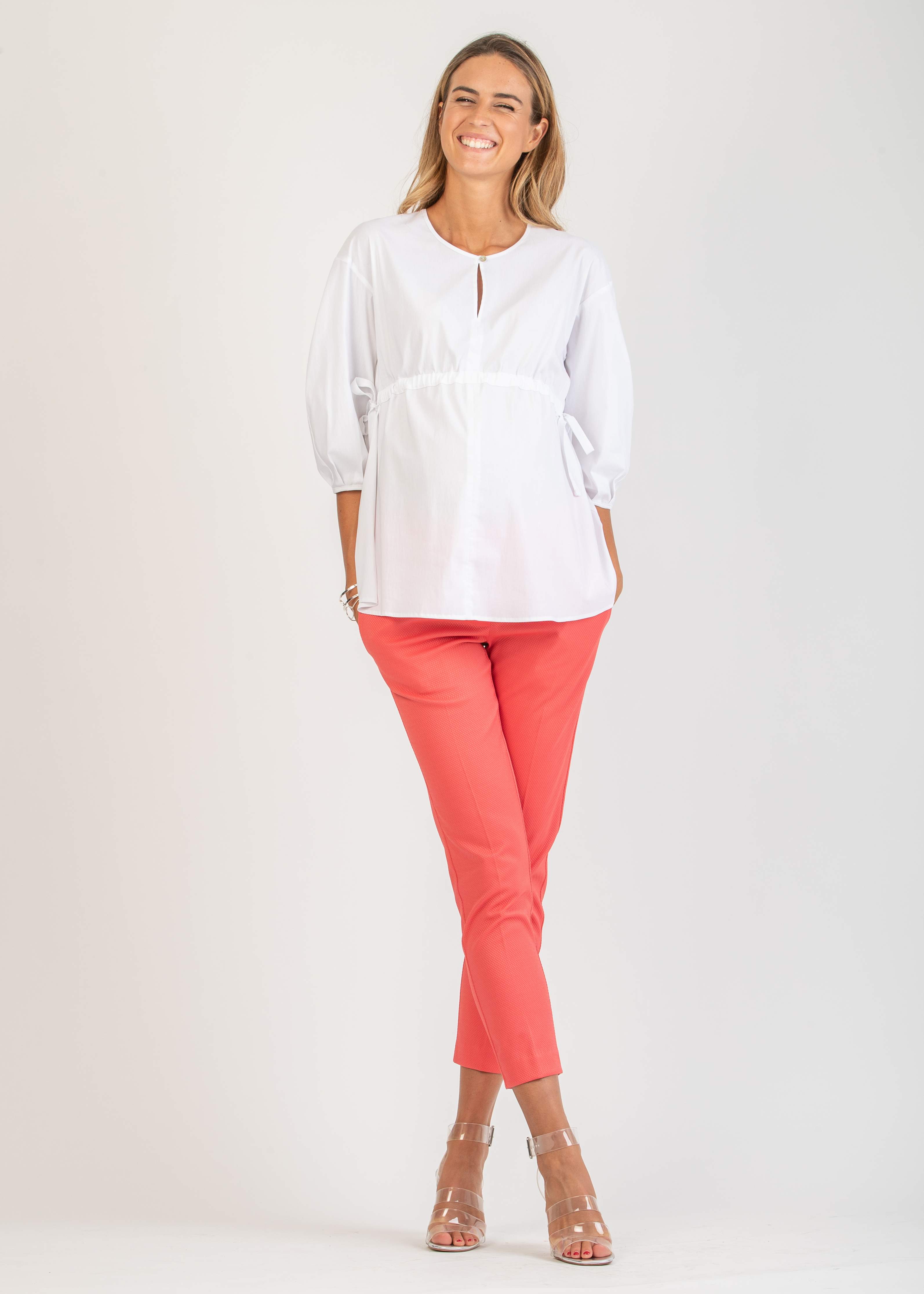 GILDA P - Tailored Maternity Trousers in Pique (Coral, XS)