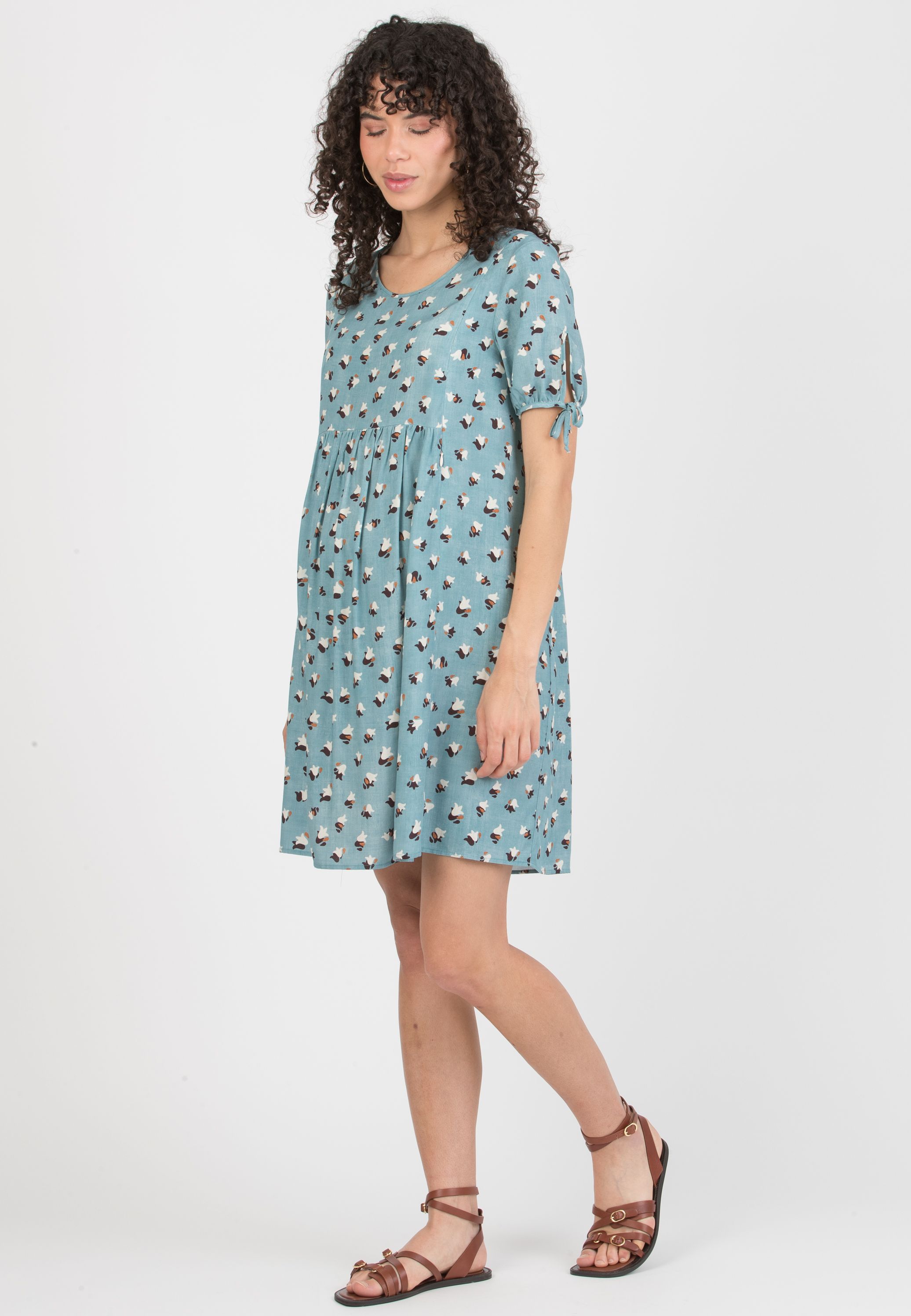 MERCEDES – Maternity & Nursing Dress in Viscose (Azzurro)