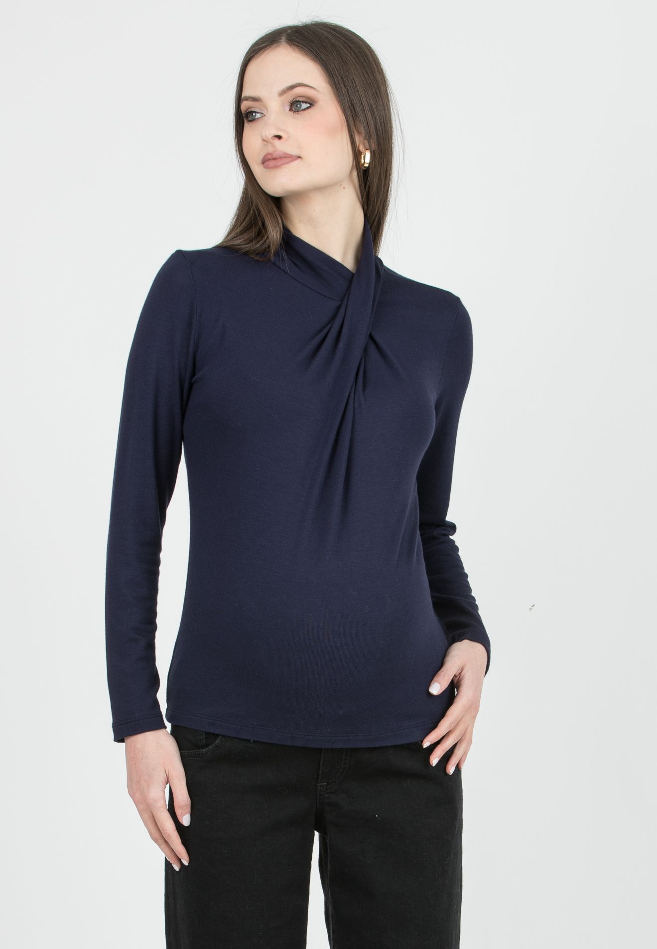 MARINA - Maglia Premaman in Viscosa con Collo Incrociato (Blu)