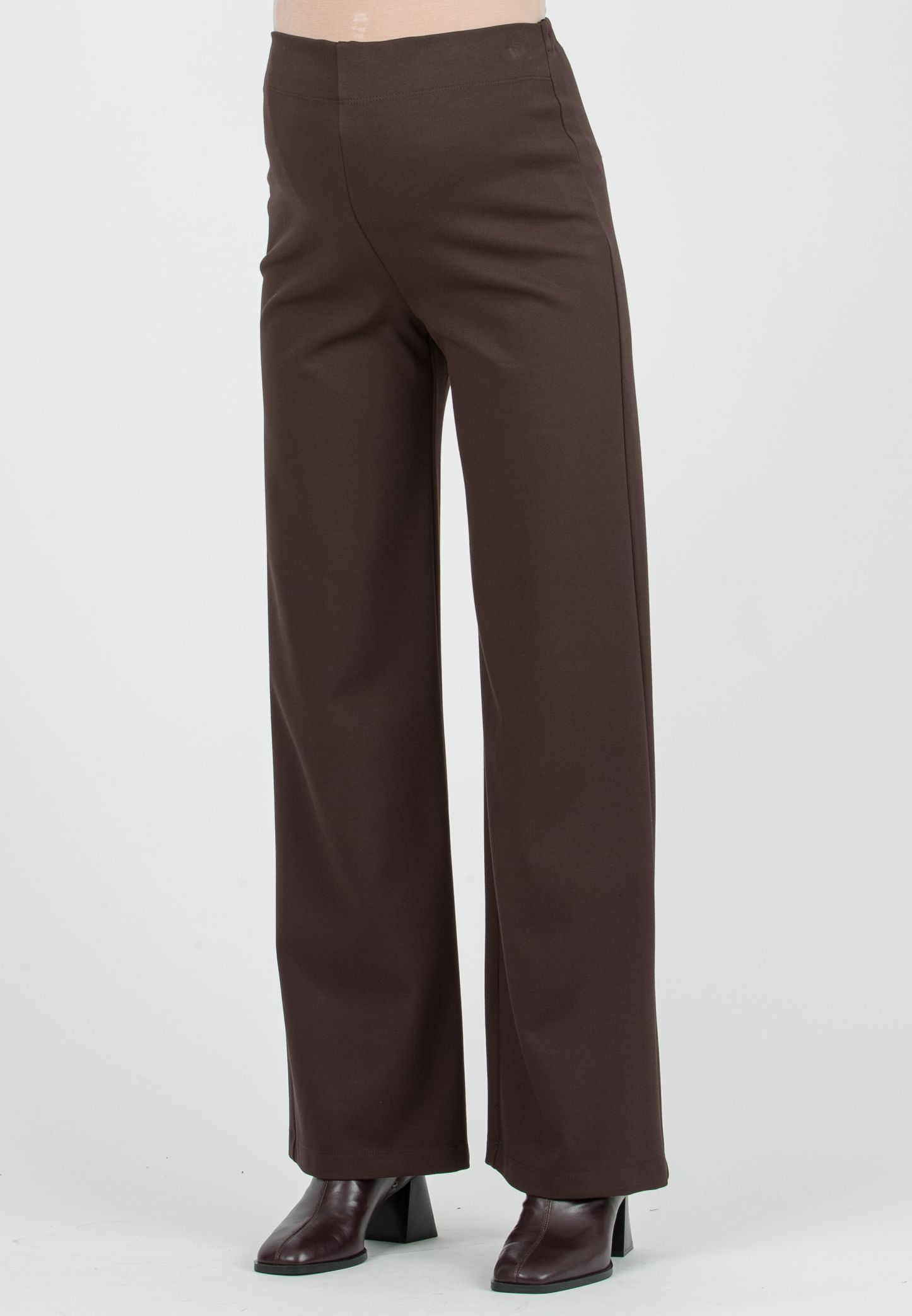KIMBERLY - Pantalone Premaman in Punto Milano Diagonale (Marrone)