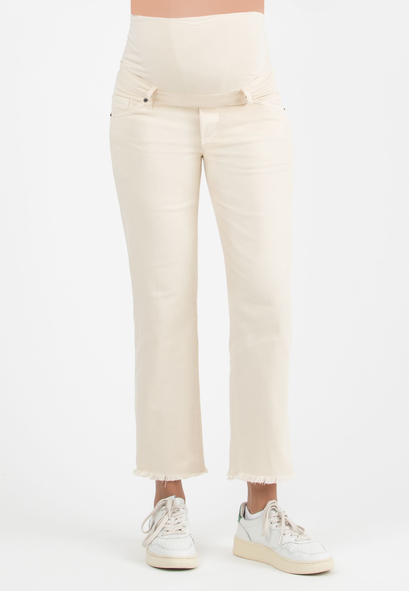GIADA - Colorful Maternity Straight Jeans with Fringed Hem (Naturale)