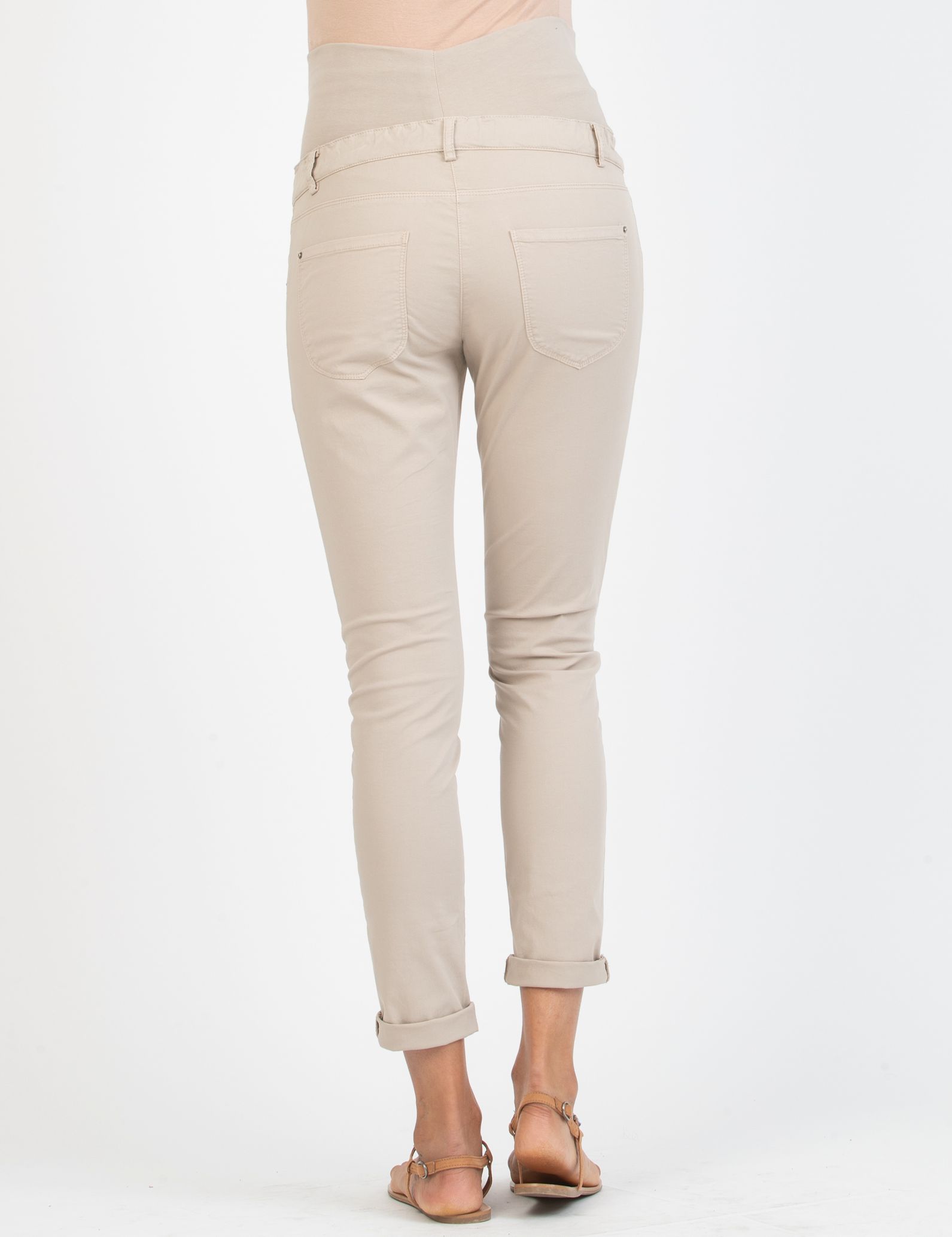 Slim Fit Boyfriend Maternity Trousers (Beige, XS)