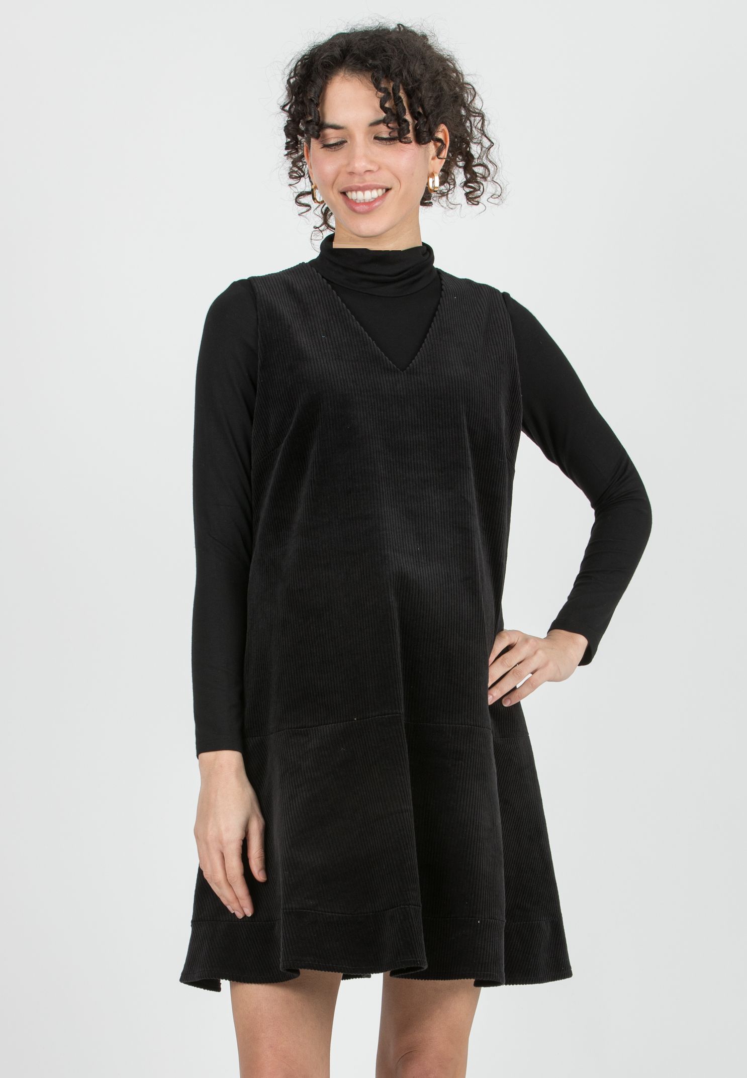 MARIKA - Abito Premaman Smanicato di Velluto (Nero)