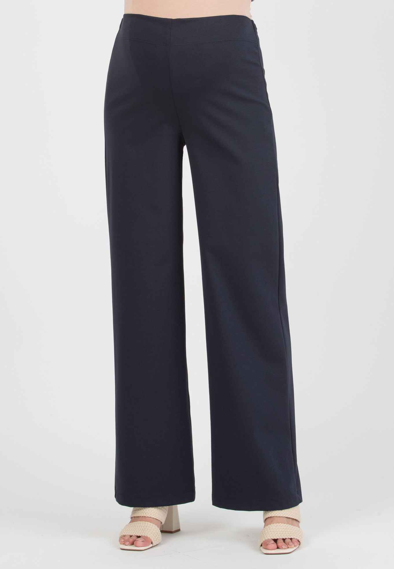 KIMBERLY - Palazzo Maternity Trousers in Summer Cotton Ponte Fabric (Blue, XS)