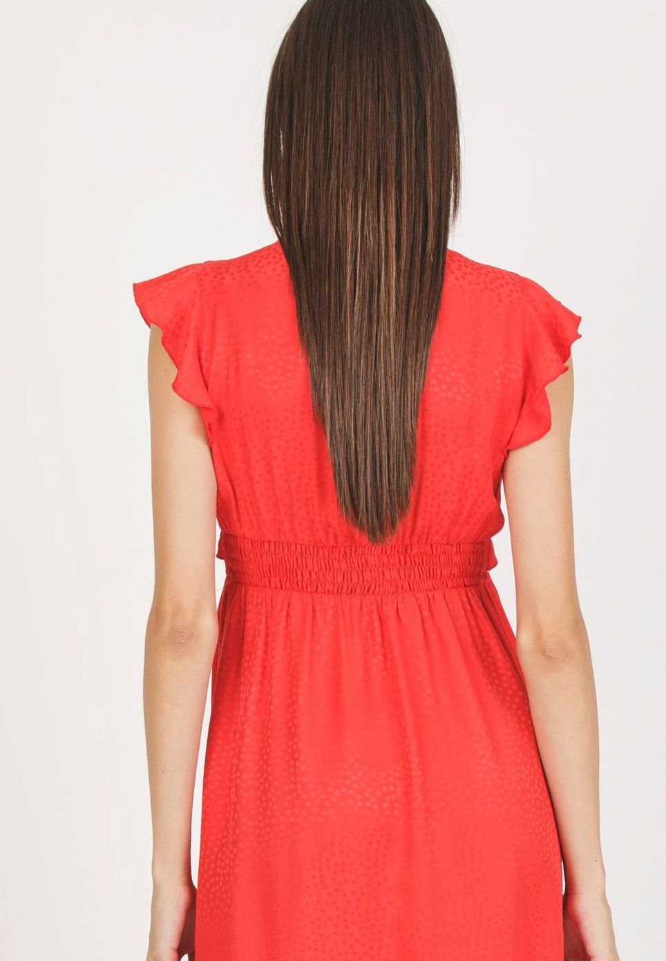 Abito Premaman & Allattamento in Viscosa Jacquard (Rosso, XS)