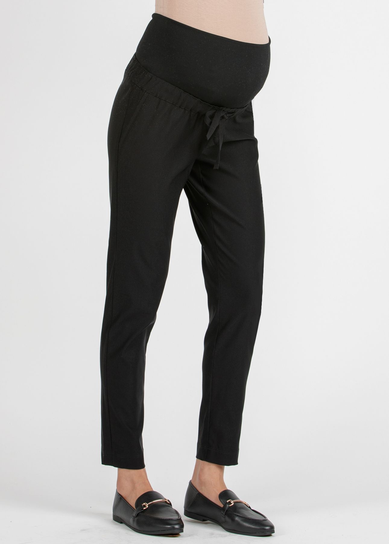 ARIEL - Pantalone Premaman in Bengalina Super-Stretch (Nero, XS)