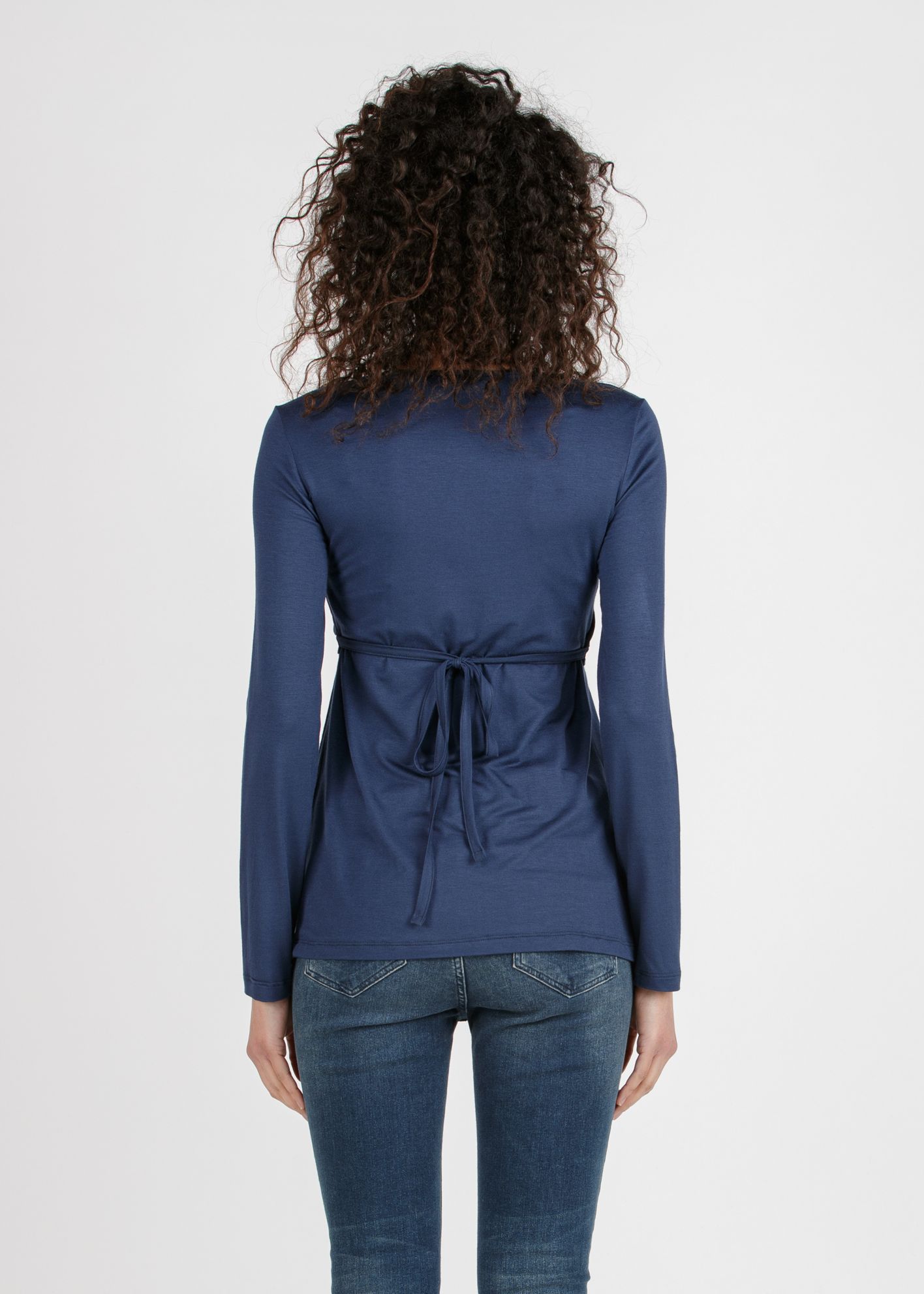 MARGHERITA M/L - Maternity and Nursing Crossover T-shirt with Strings (Blu Polveroso)