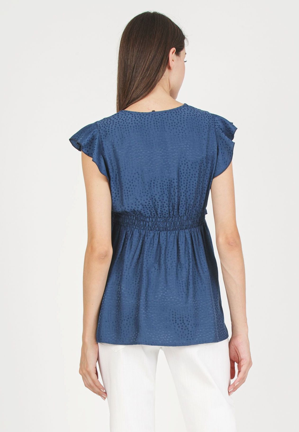MARIKA M - Top Premaman & Allattamento in Viscosa Jacquard (Blu, XS)
