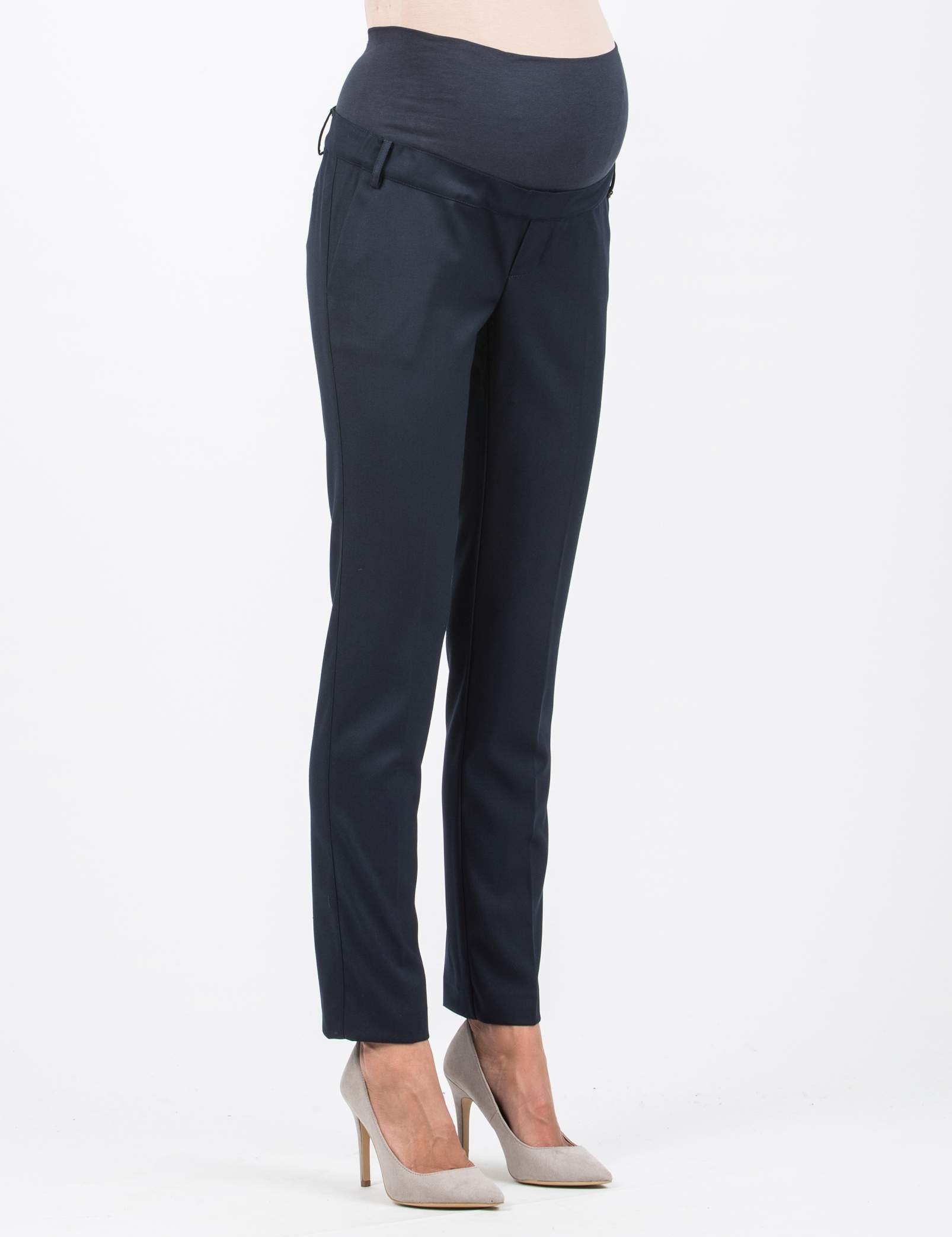 NAOMI - Pantalone Premaman da Ufficio in Morbida Flanella (Blu)