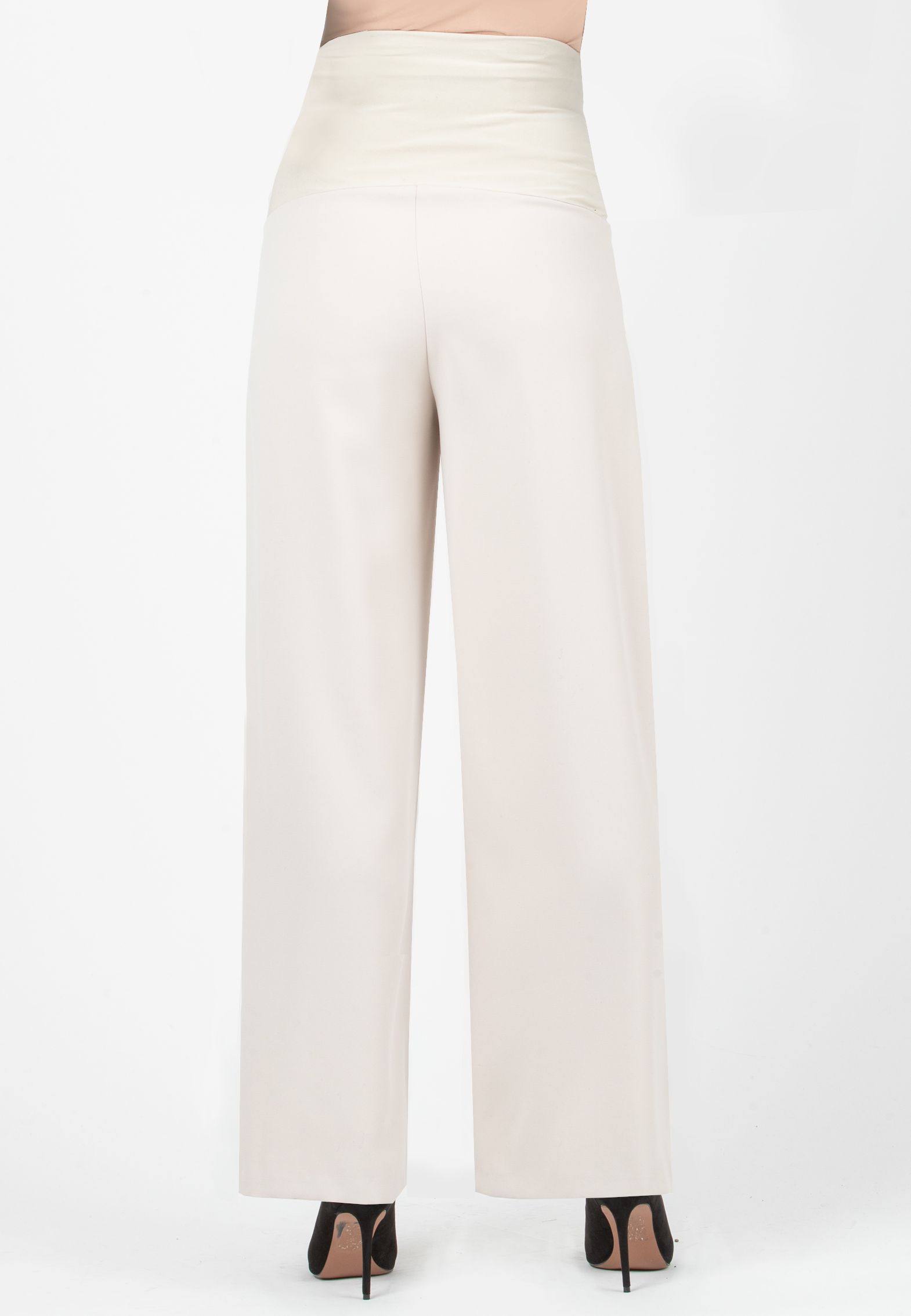 KIMBERLY - Pantalone Premaman Palazzo in Cadì (Naturale, XS)