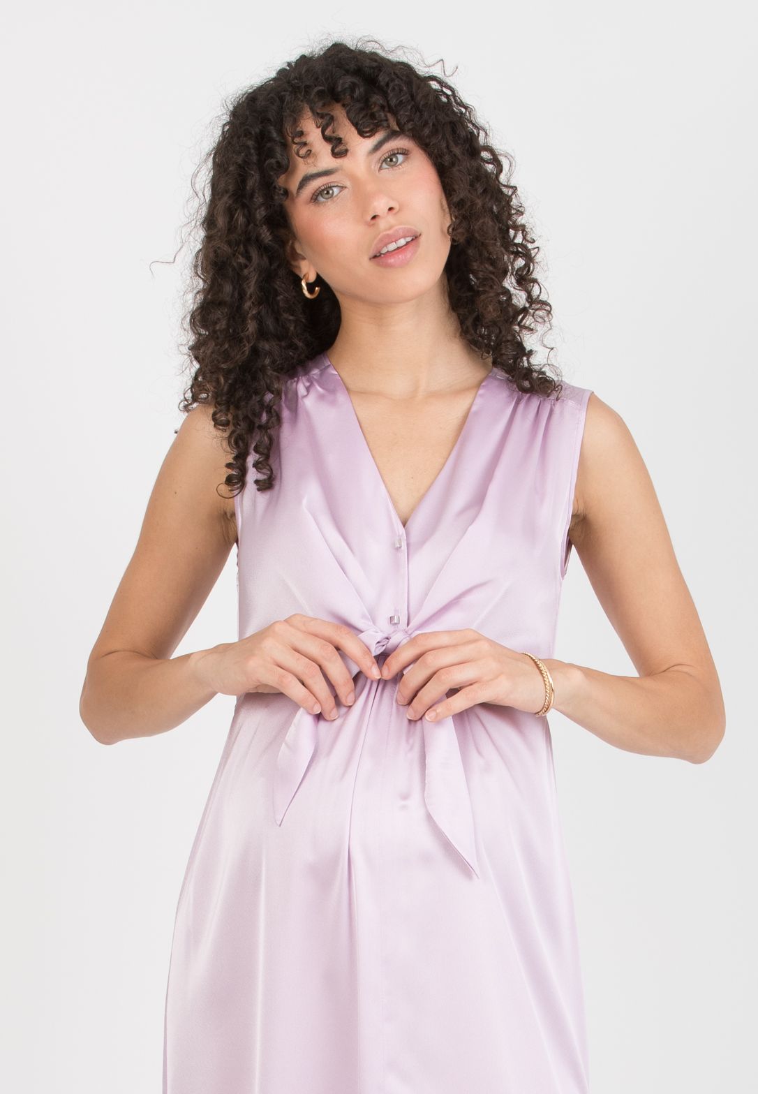 BELEN MAXI - Satin Maternity & Nursing Maxi Dress (Glicine)