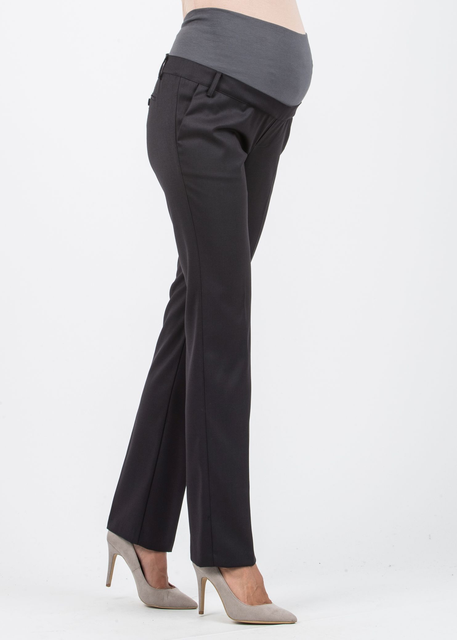 NAOMI LG - Pantalone Premaman Slim Fit da Ufficio (Antracite)