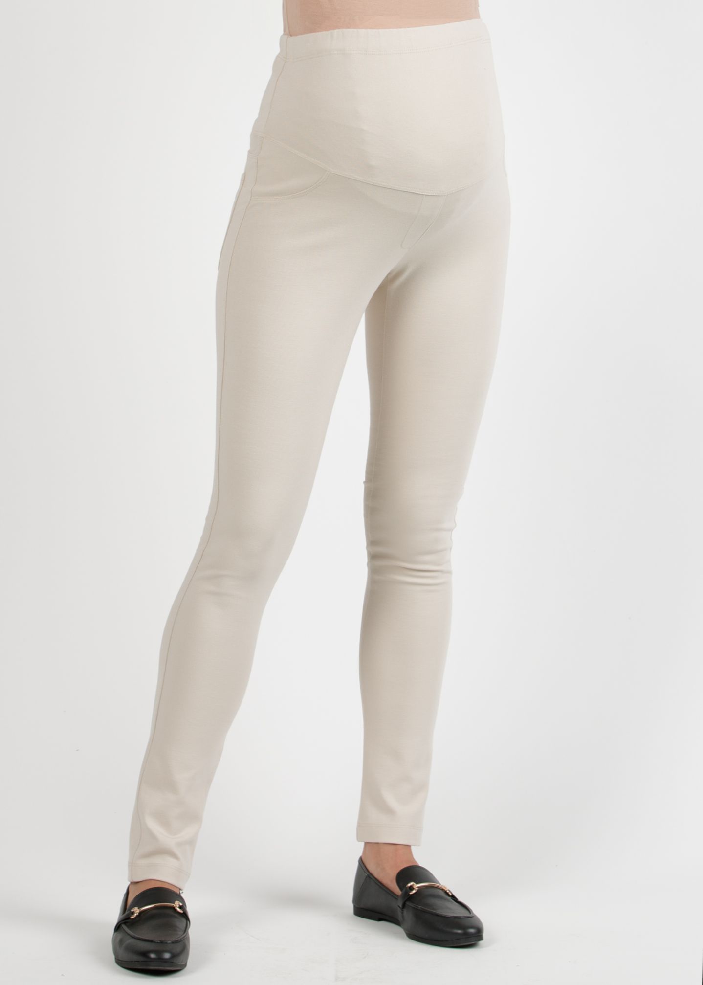 LUNA - Pantalone Premaman Slim Fit in Punto Milano Invernale Super-Stretch (Avorio, XS)