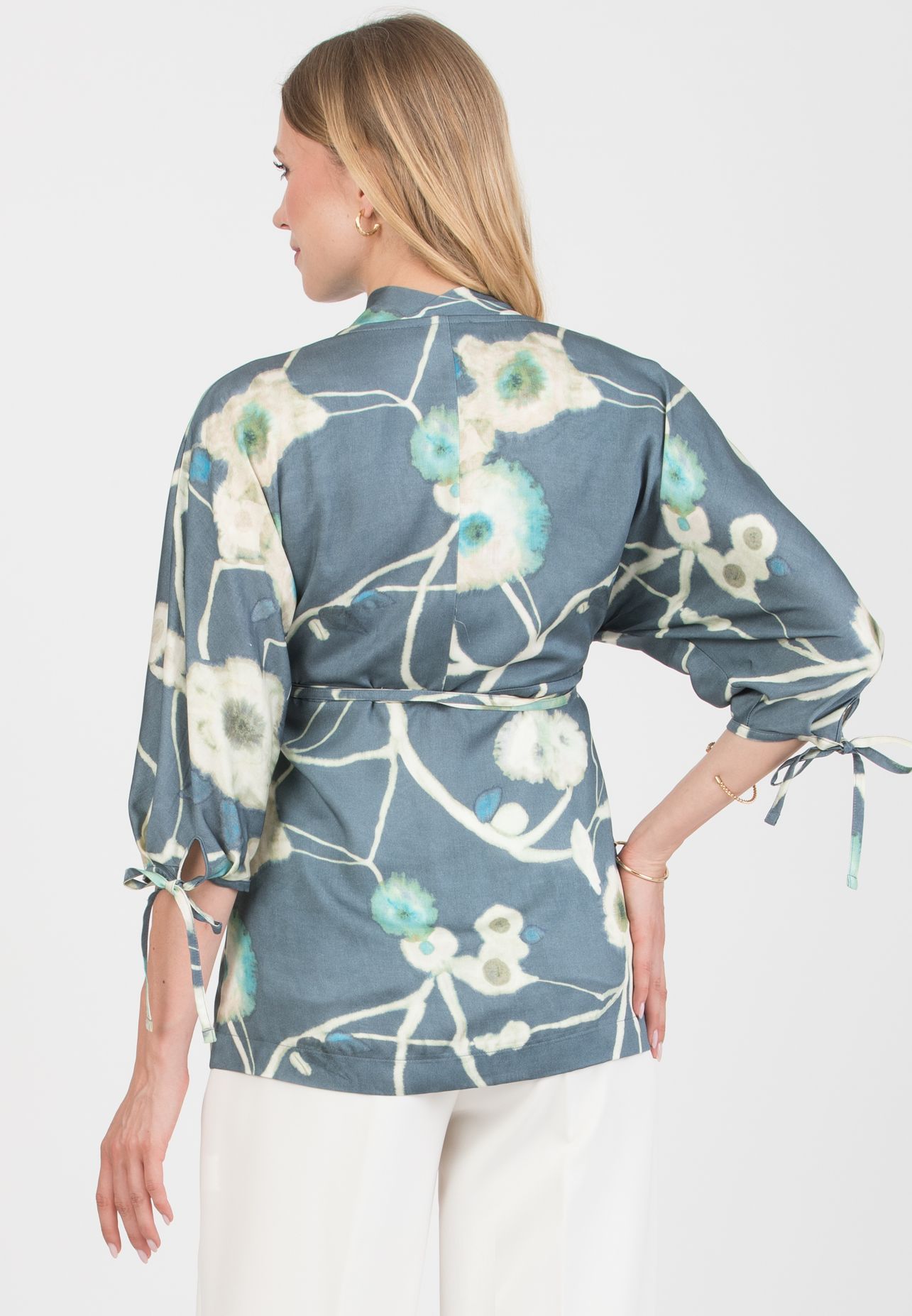 VIOLA M – Casacca Kimono Premaman in Viscosa con Laccetti (Denim)