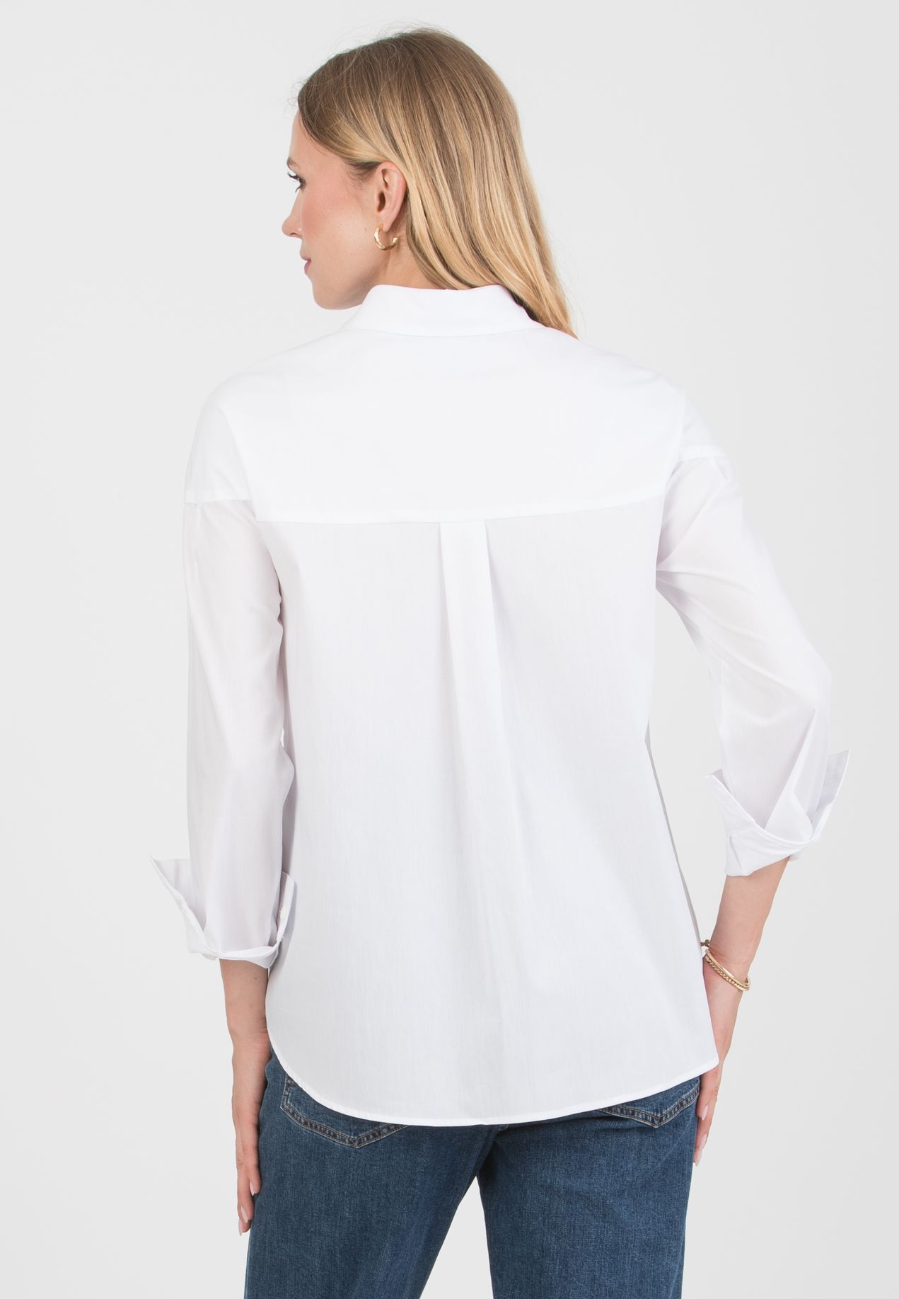 CAROLINA – Camicia Premaman & Allattamento in Cotone Elasticizzato con Carrè e Polsini (Bianco  Ottico)
