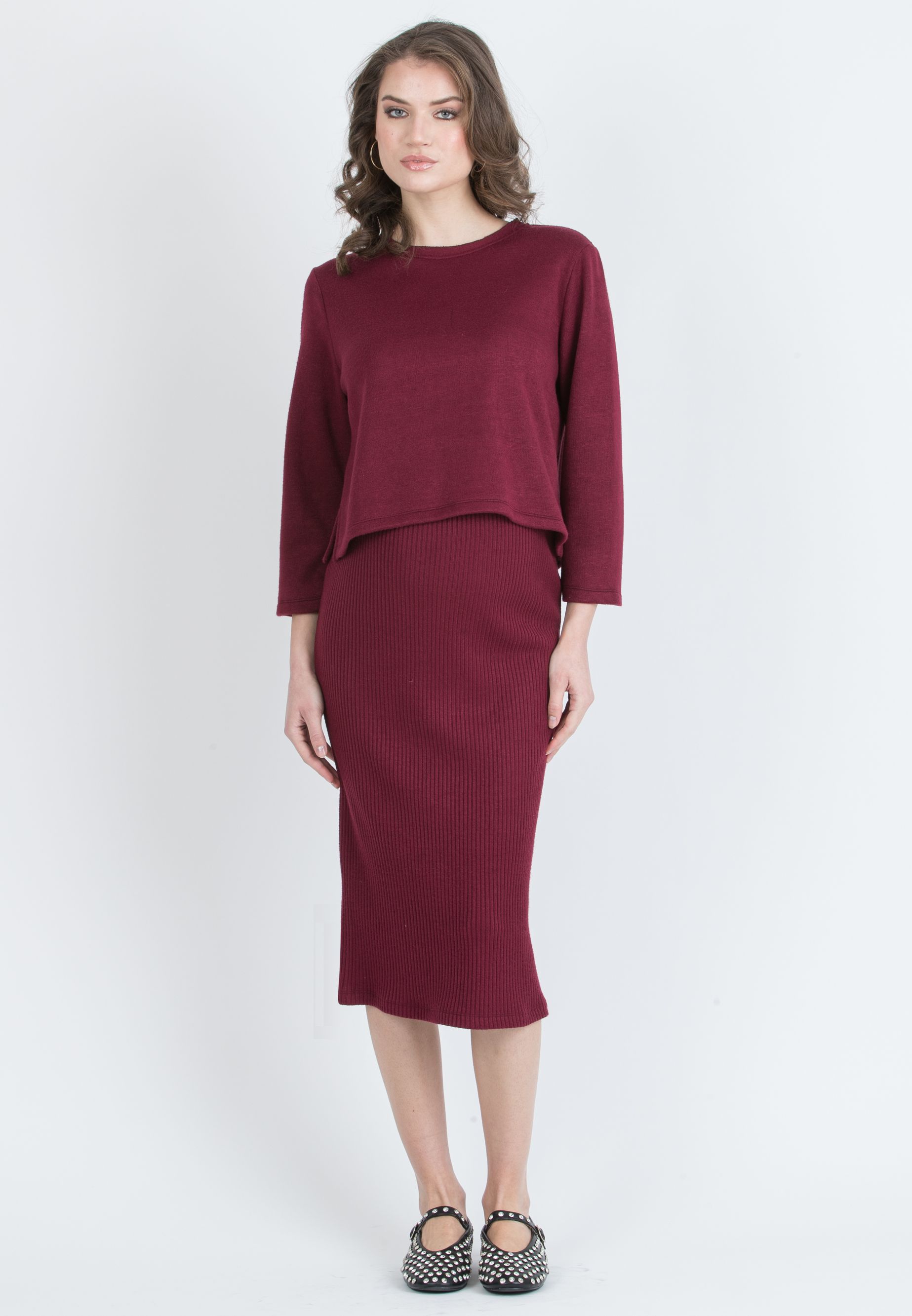 BAILEY - Maternity Sweater with Back Bow (Bordeaux)