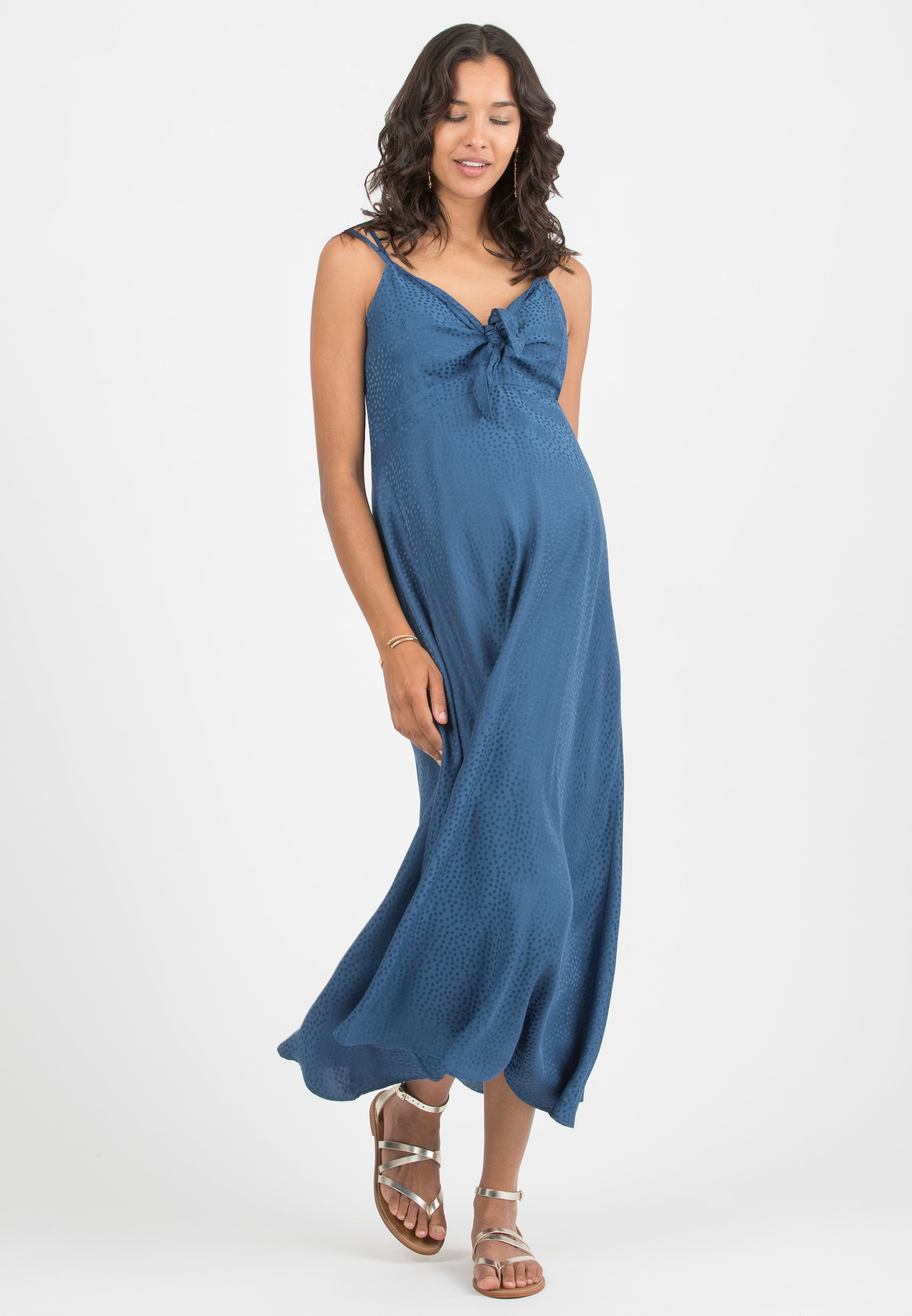 PATTY - Abito Premaman & Allattamento in Viscosa Jacquard (Blu, XS)