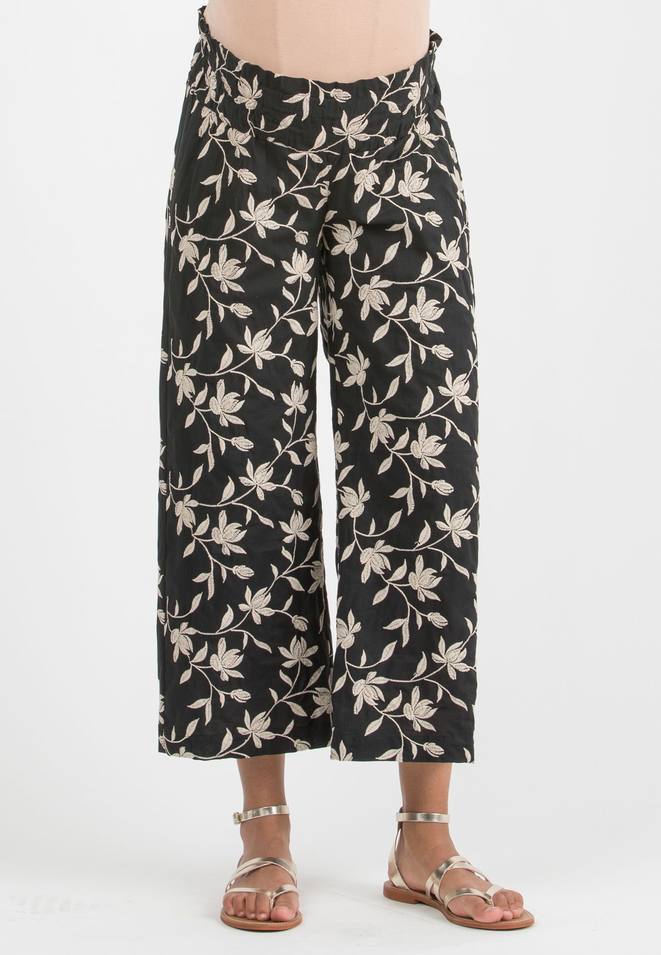 GUENDALINA – Pantalone Premaman con Elastici (Nero, XS)