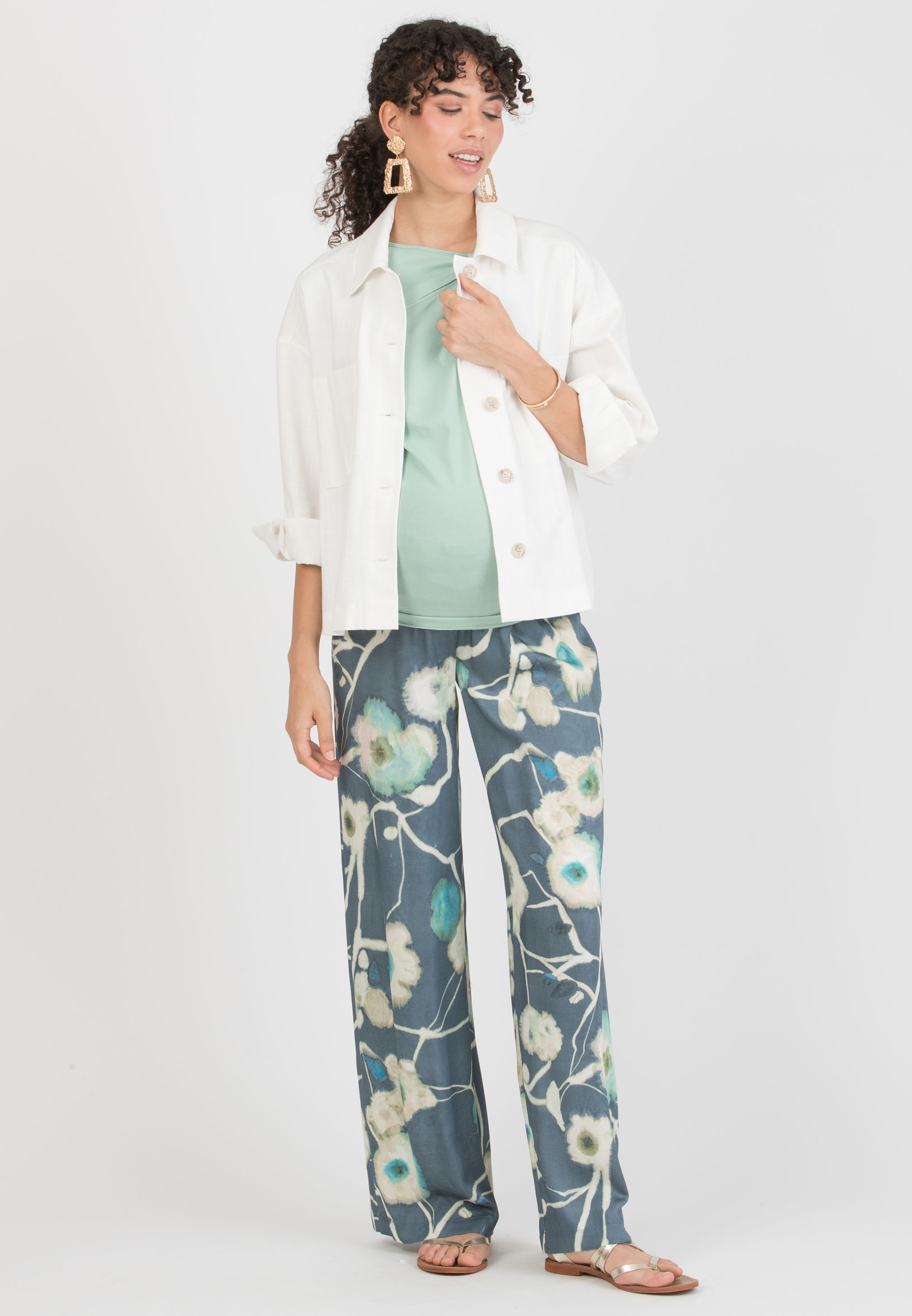 NINA - Giacca/Camicia Premaman in Denim (Avorio, XS)