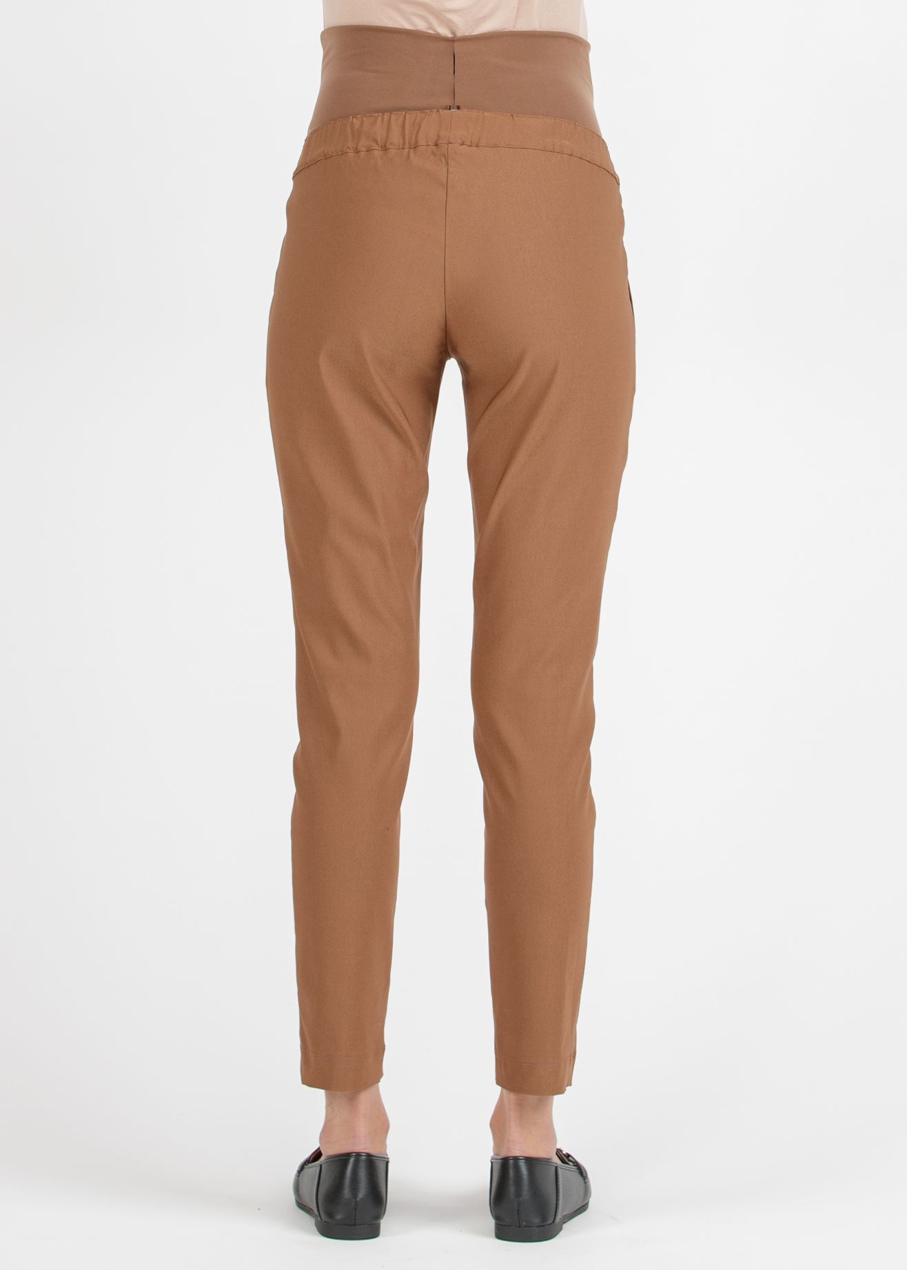 ARIEL - Pantalone Premaman in Bengalina Super-Stretch (Caramello, XS)