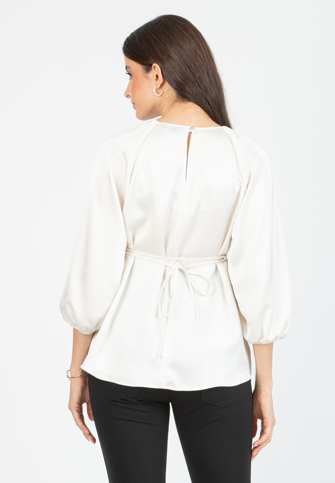 ALISSA - Blusa Premaman in Raso con Maniche Raglan (Naturale, XS)