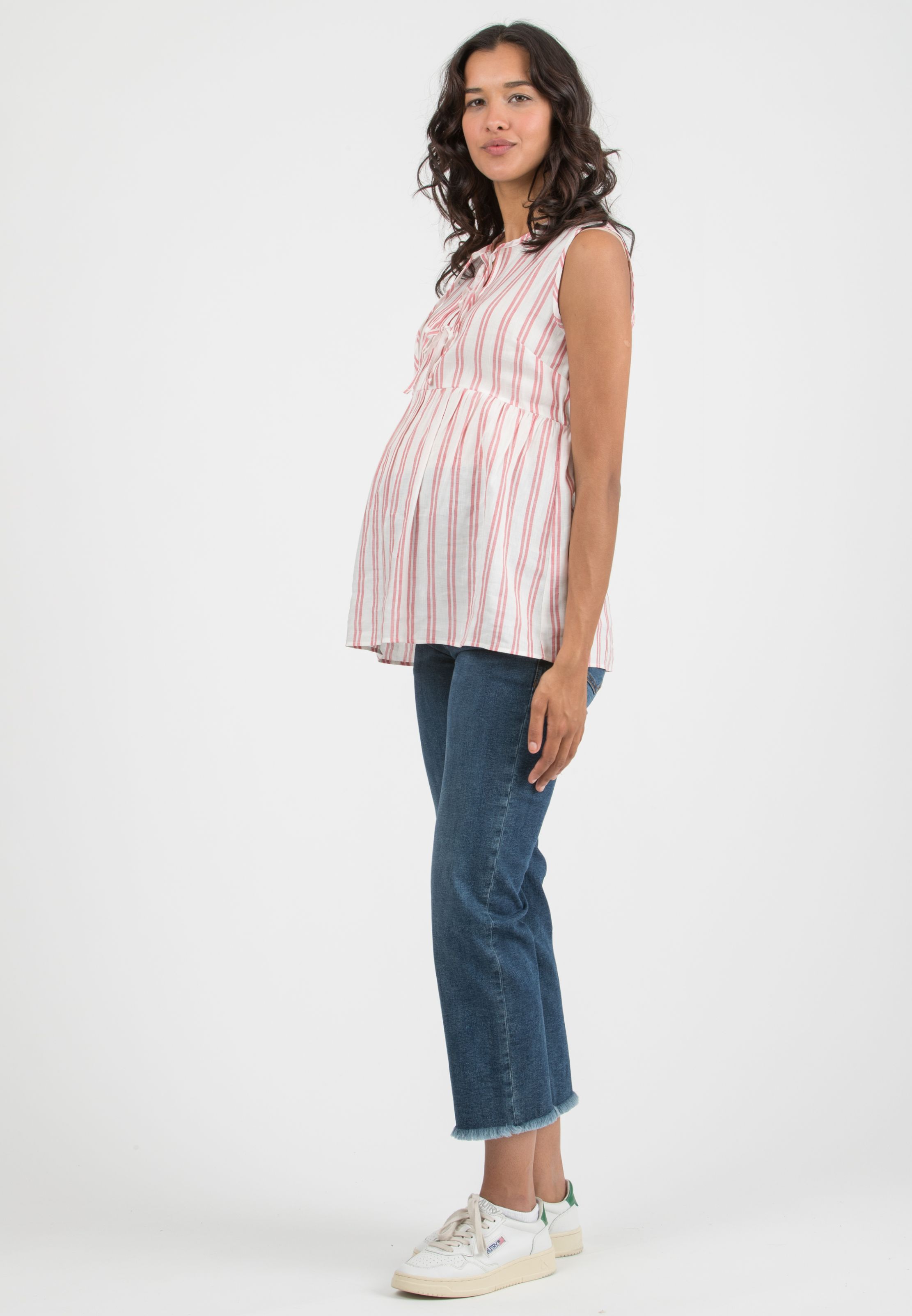ADA - Maternity & Nursing Linen Top (Red, XS)
