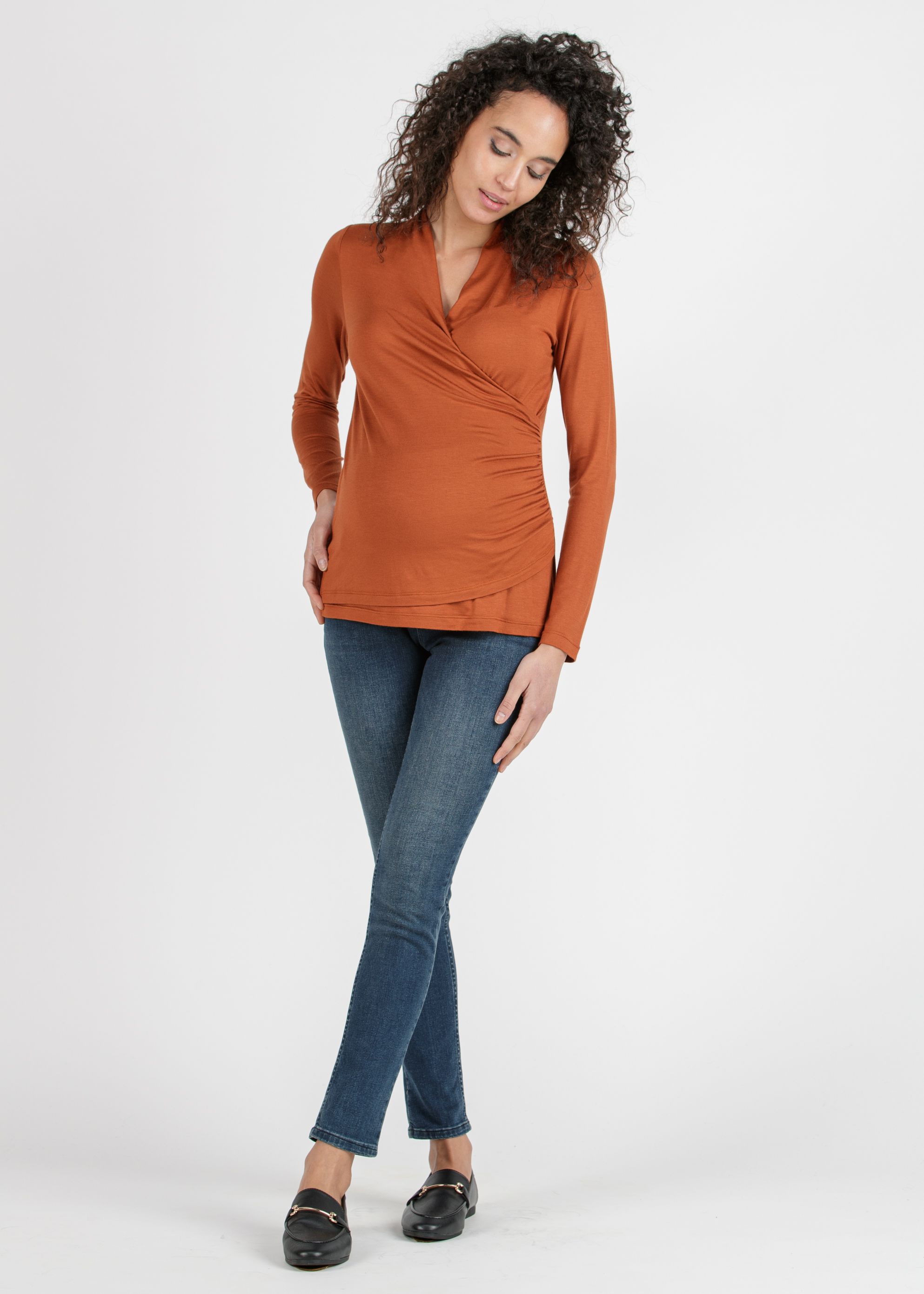 JENNIFER - Maglietta Premaman & Allattamento con Scollo Incrociato (Coccio, XS)