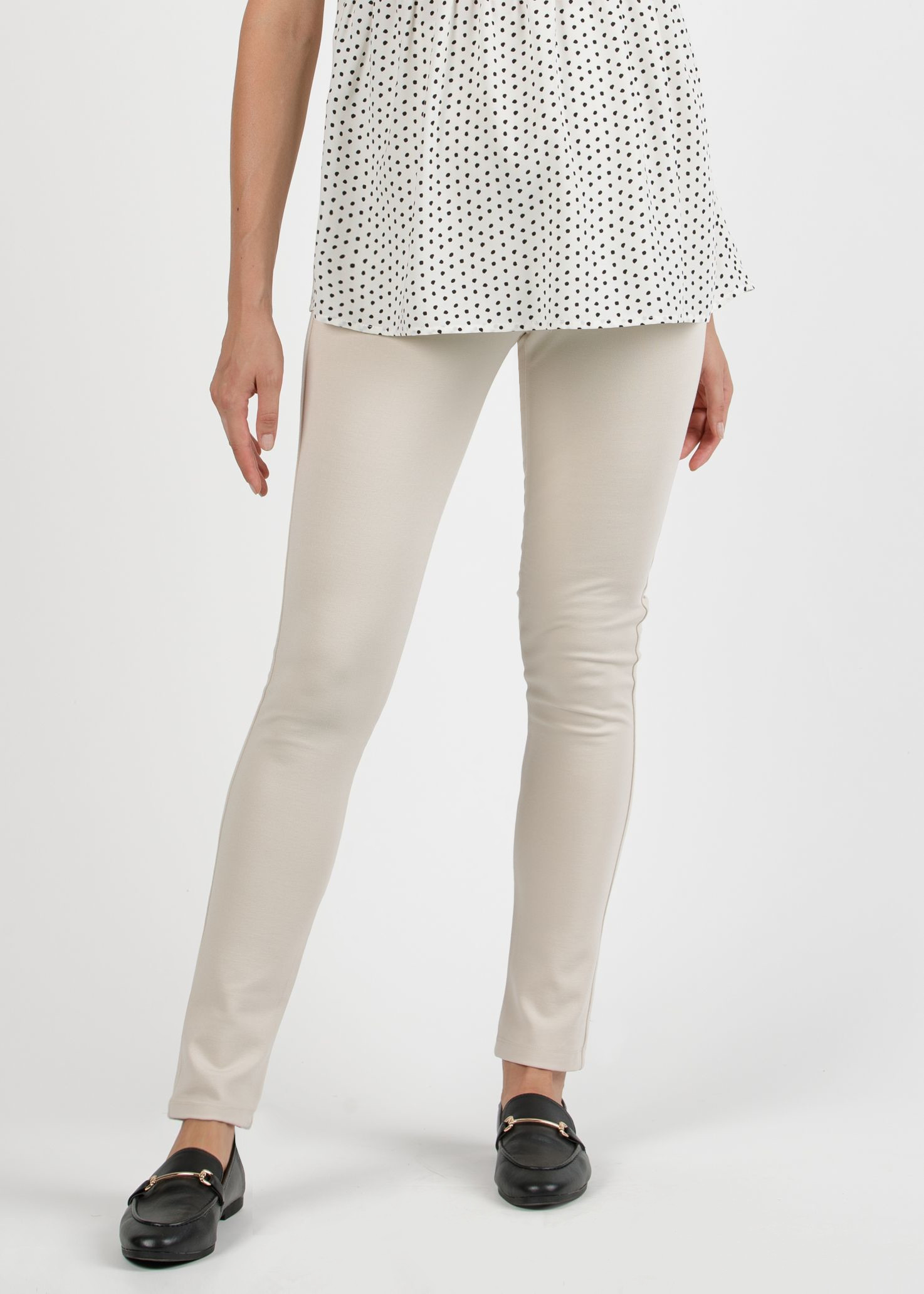 LUNA - Pantalone Premaman Slim Fit in Punto Milano Invernale Super-Stretch (Avorio, XS)