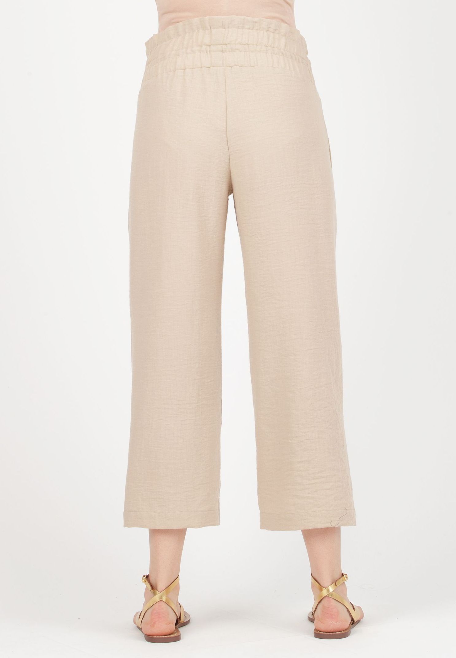 GUENDALINA - Maternity Trousers with Double Elastic (Beige, XS)