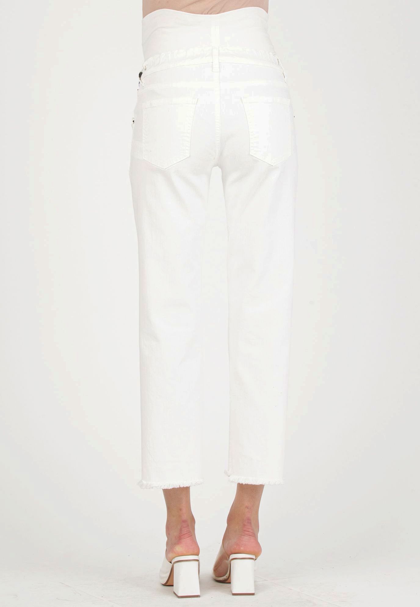 GIADA - Colorful Maternity Straight Jeans with Fringed Hem (Avorio)