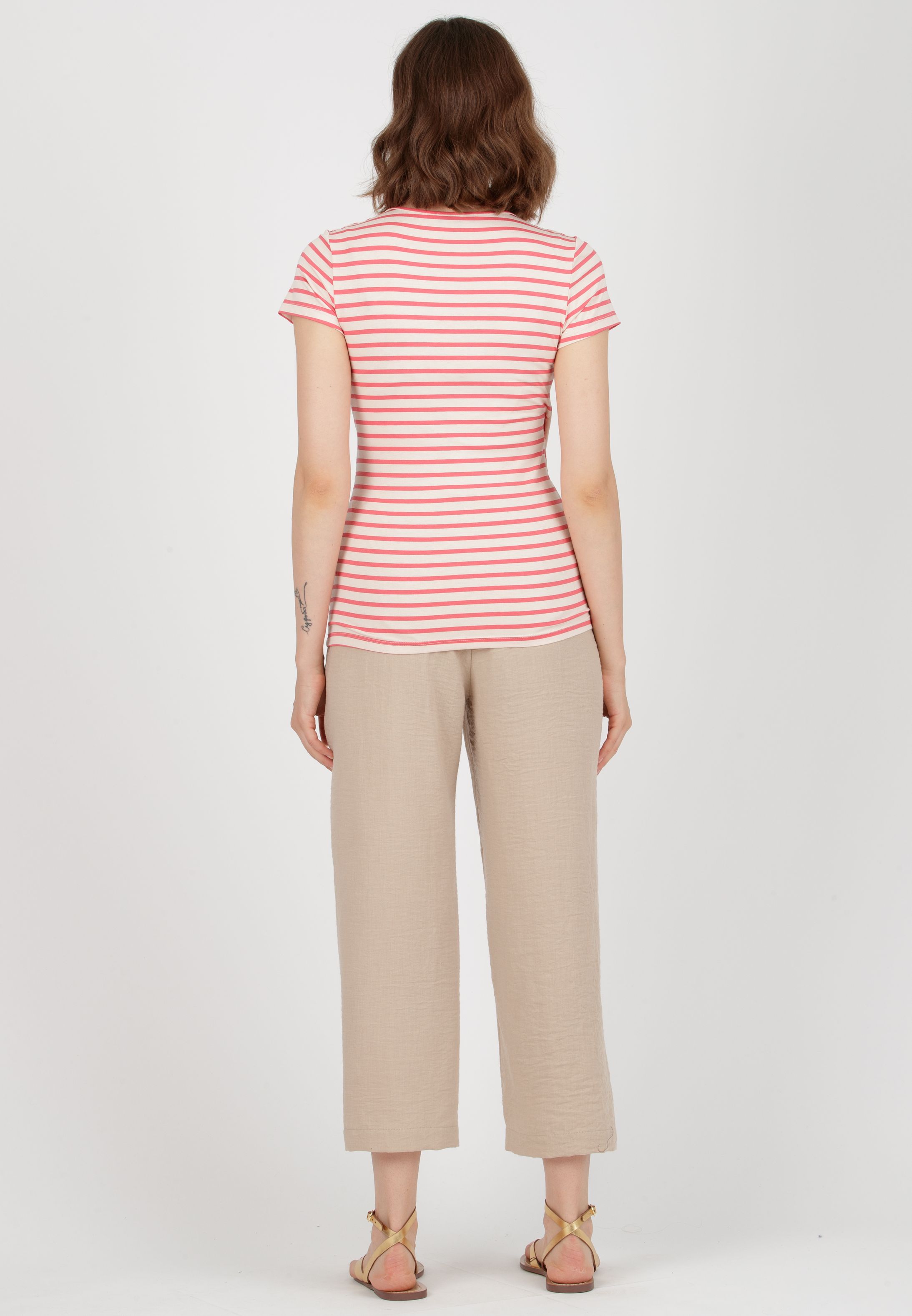 GUENDALINA - Maternity Trousers with Double Elastic (Beige, XS)