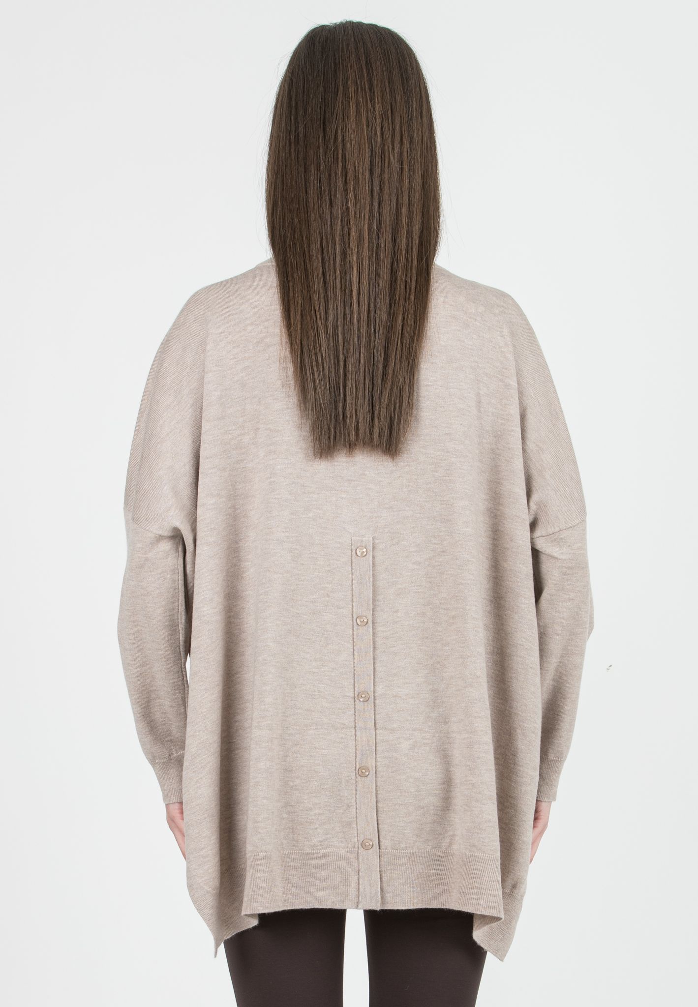 CARINA - Maglione Premaman Oversize con Bottoncini (Beige, OS)