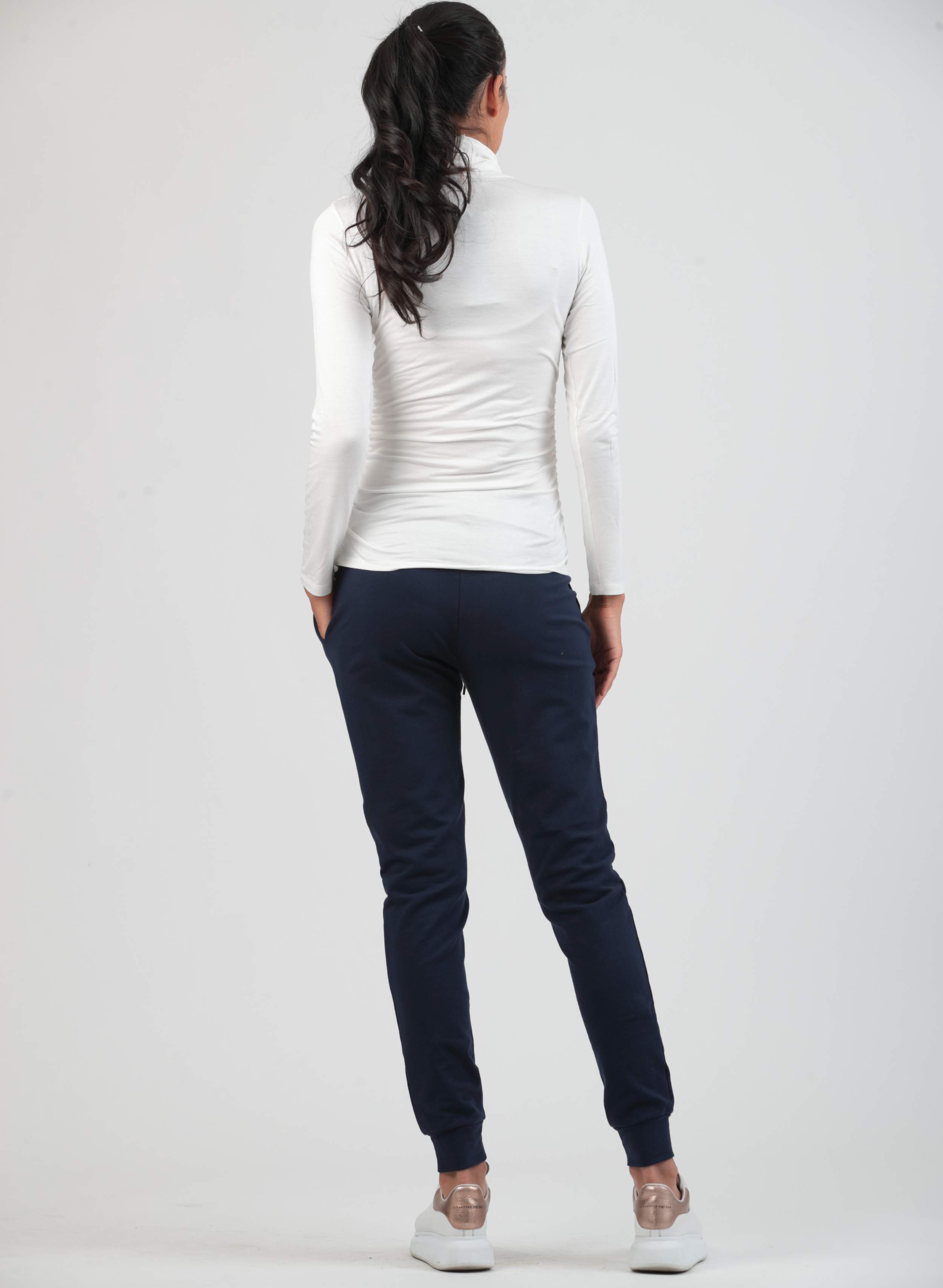 LARA - Long Sleeve Turtleneck Maternity Top with Side Gatherings (Avorio)
